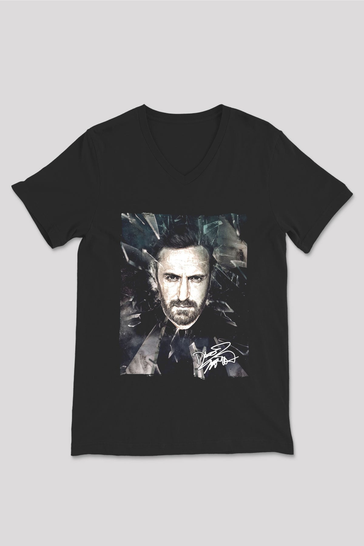 David Guetta Siyah Unisex V Yaka Tişört