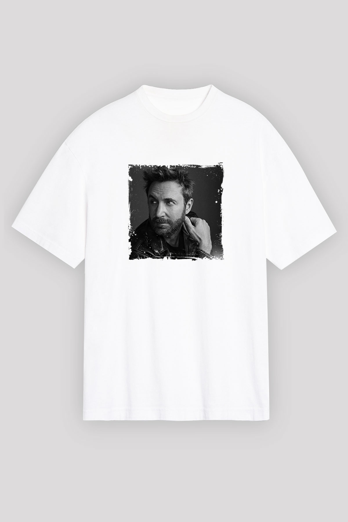 David GuettaBaskılı Beyaz Oversize Tişört