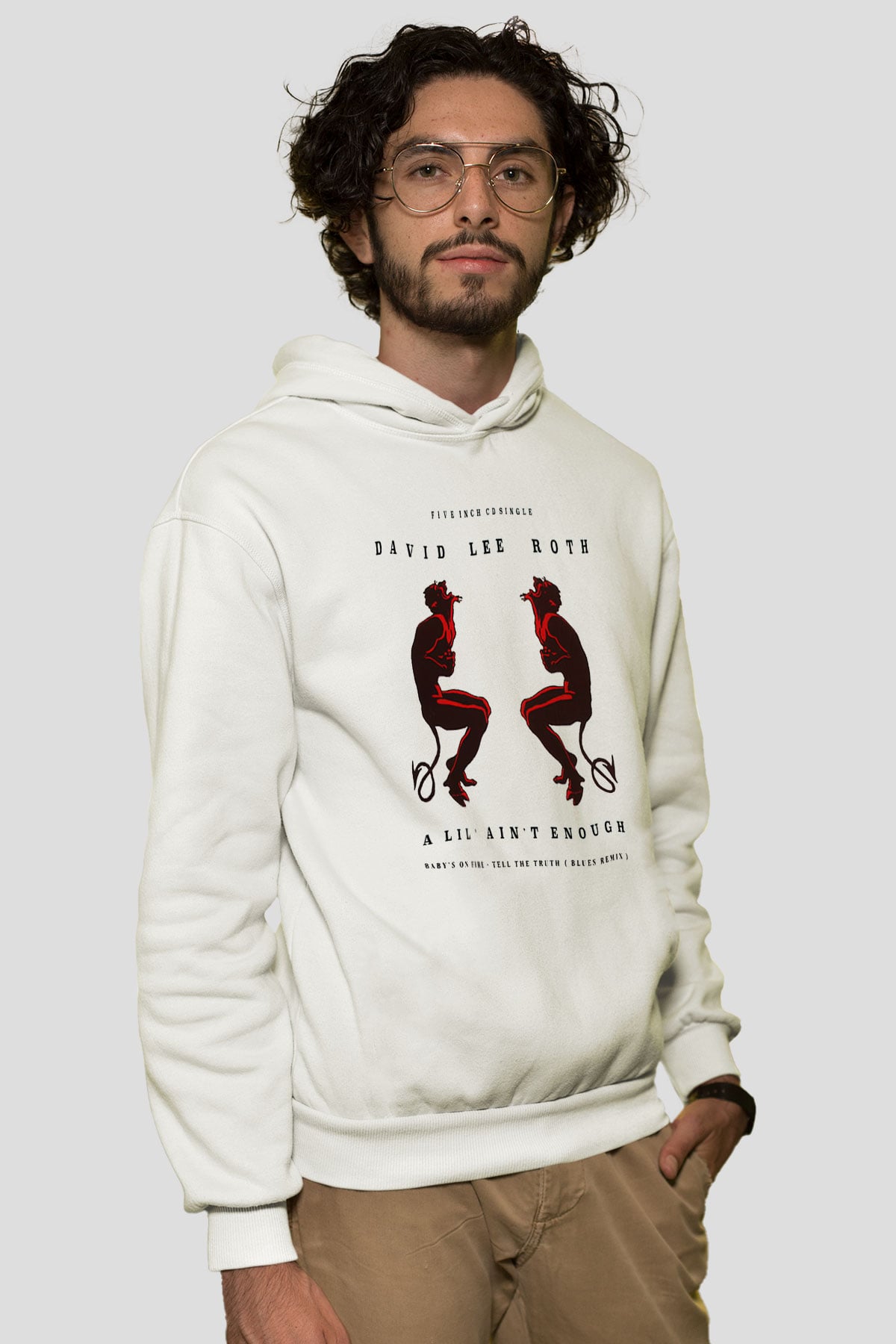 David Lee Roth Band Beyaz Unisex Kapşonlu Sweatshirt