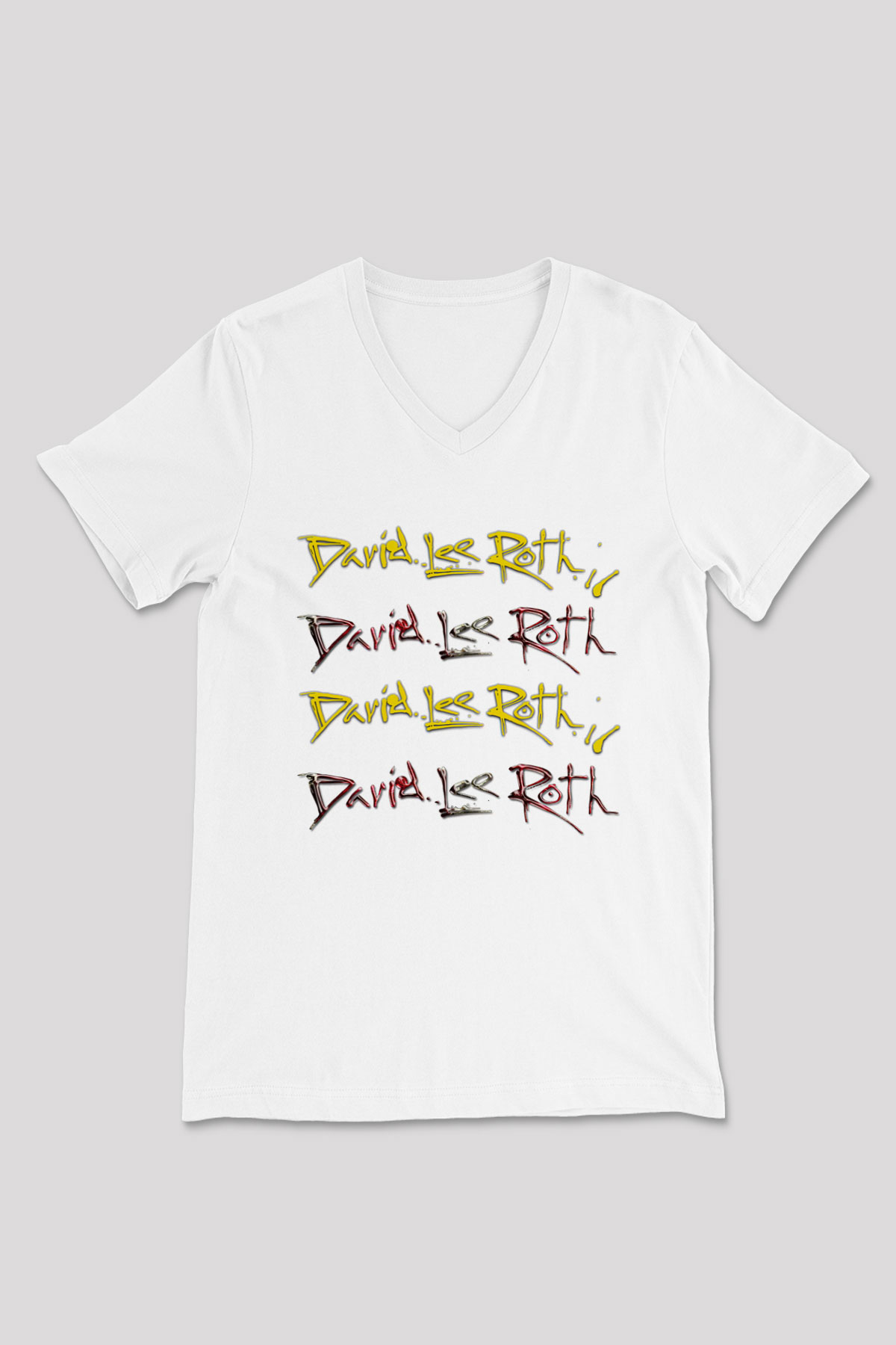 David Lee Roth Band Beyaz Unisex V Yaka Tişört T-Shirt