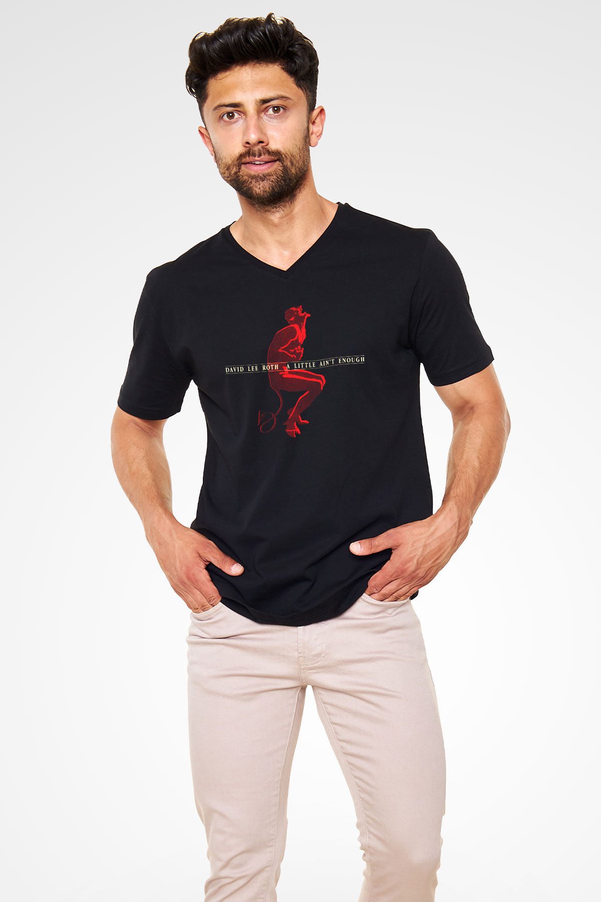 David Lee Roth Band Siyah Unisex V Yaka Tişört