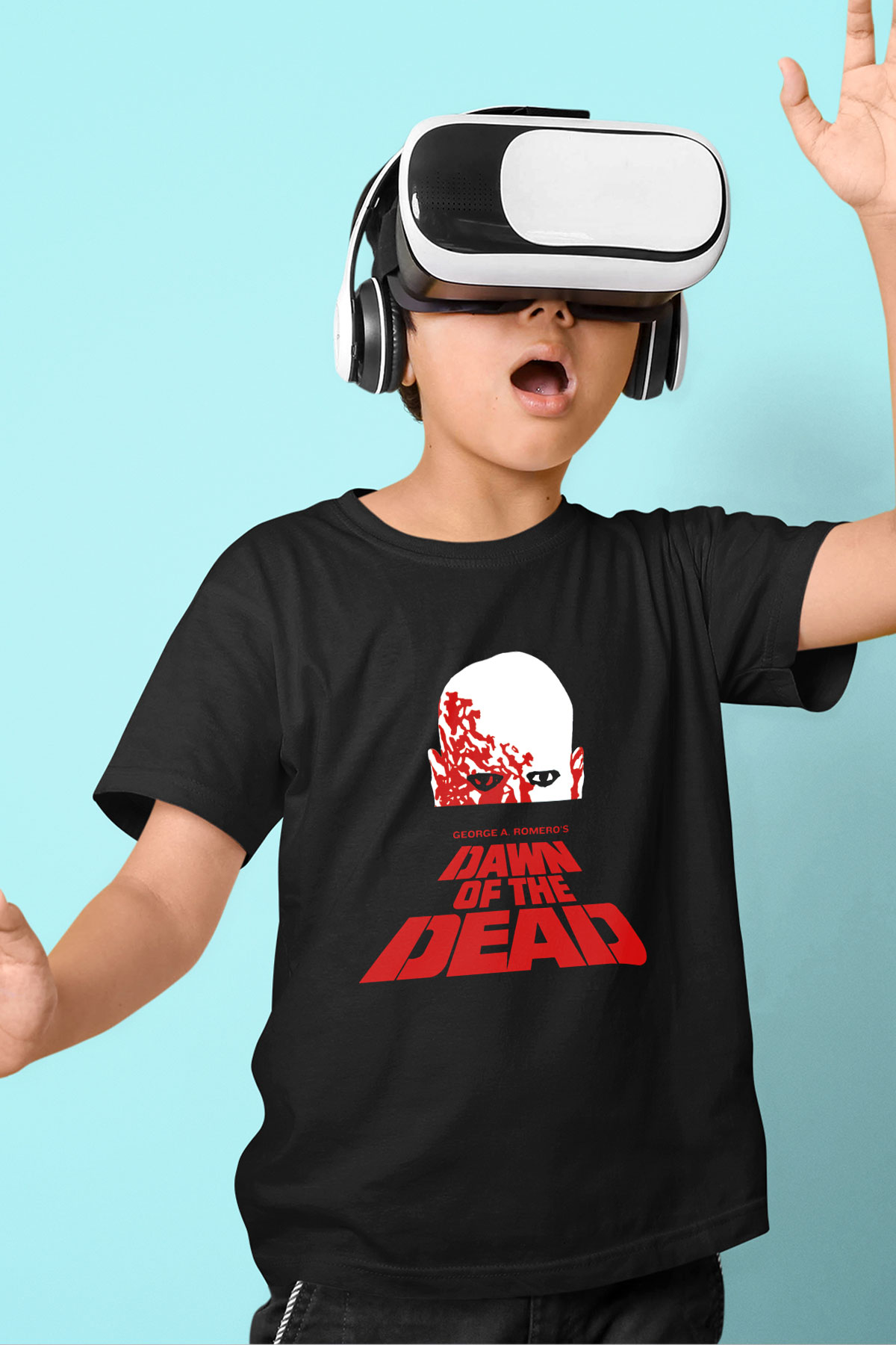 Dawn of the Dead Baskılı Siyah Unisex Çocuk Tişört
