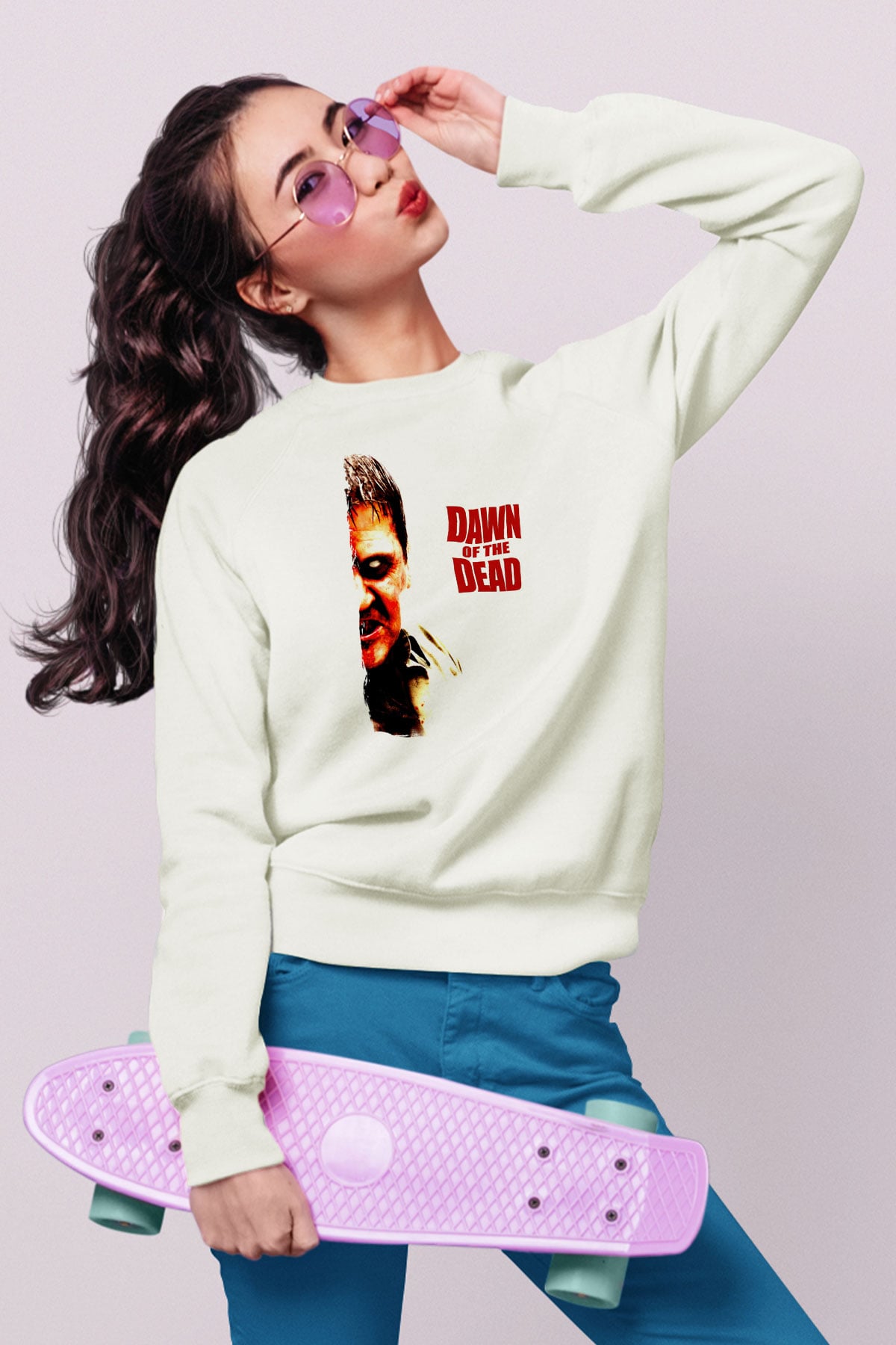Dawn of the Dead Beyaz Unisex  Sweatshirt