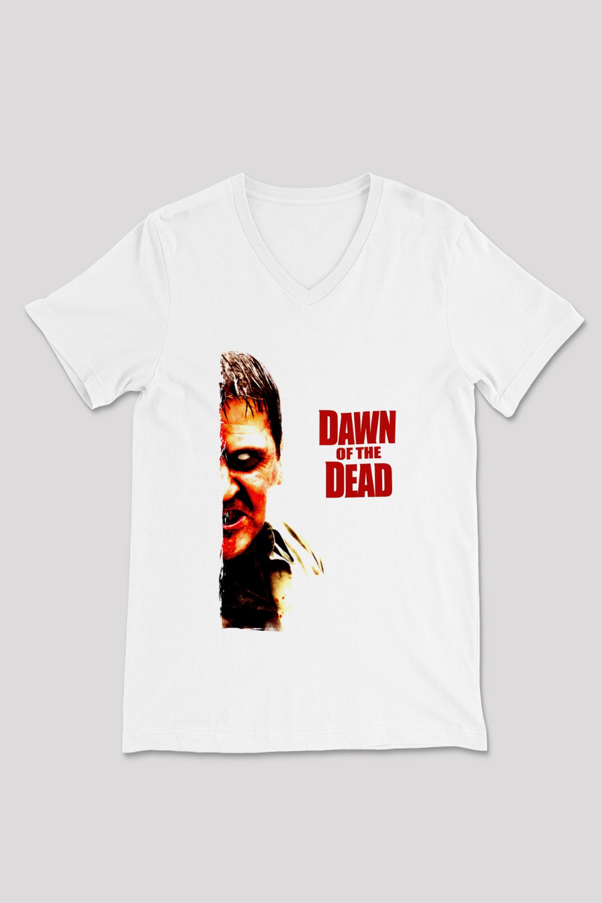 Dawn of the Dead Beyaz Unisex  V Yaka Tişört