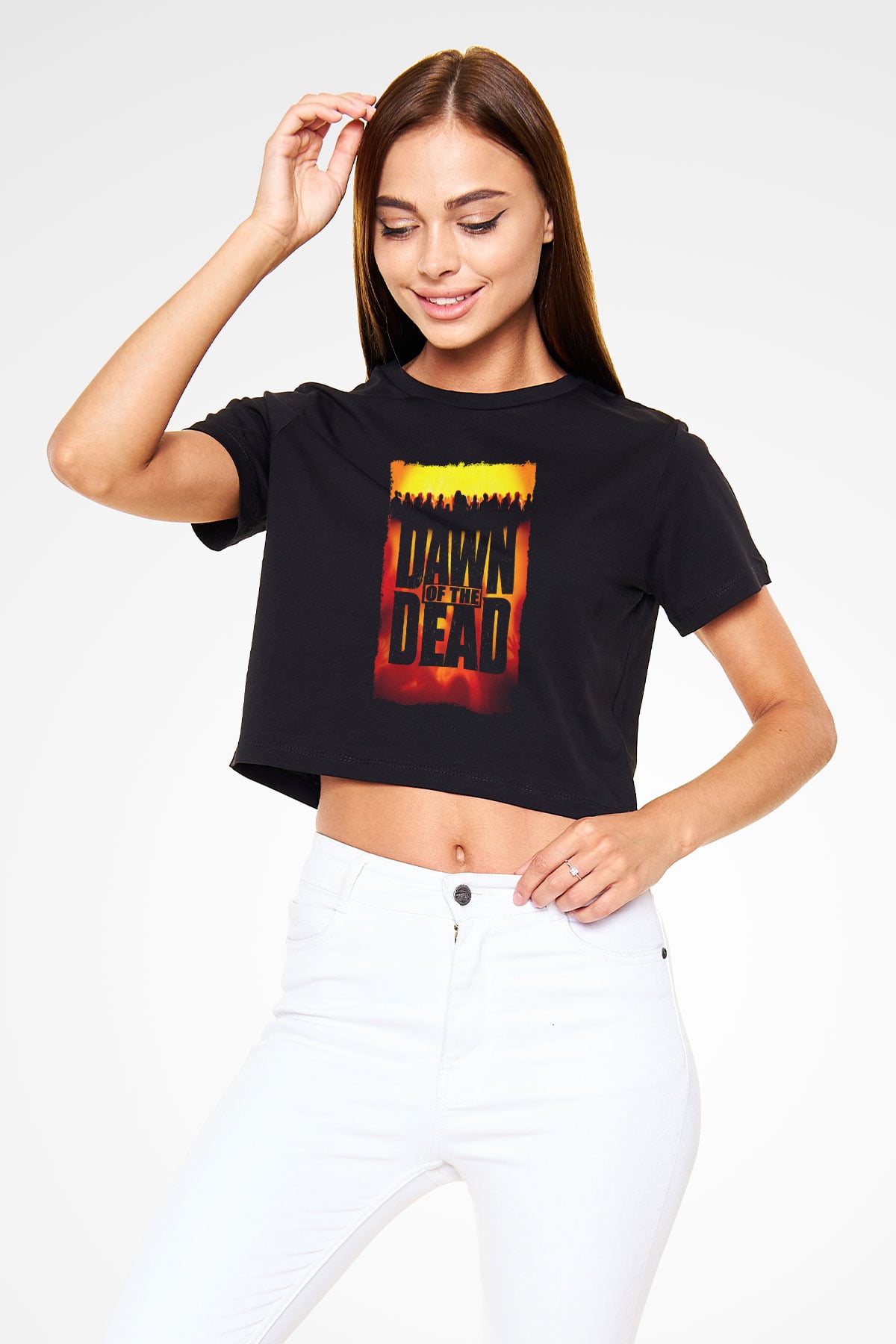 Dawn of the Dead Siyah   Crop Top Tişört