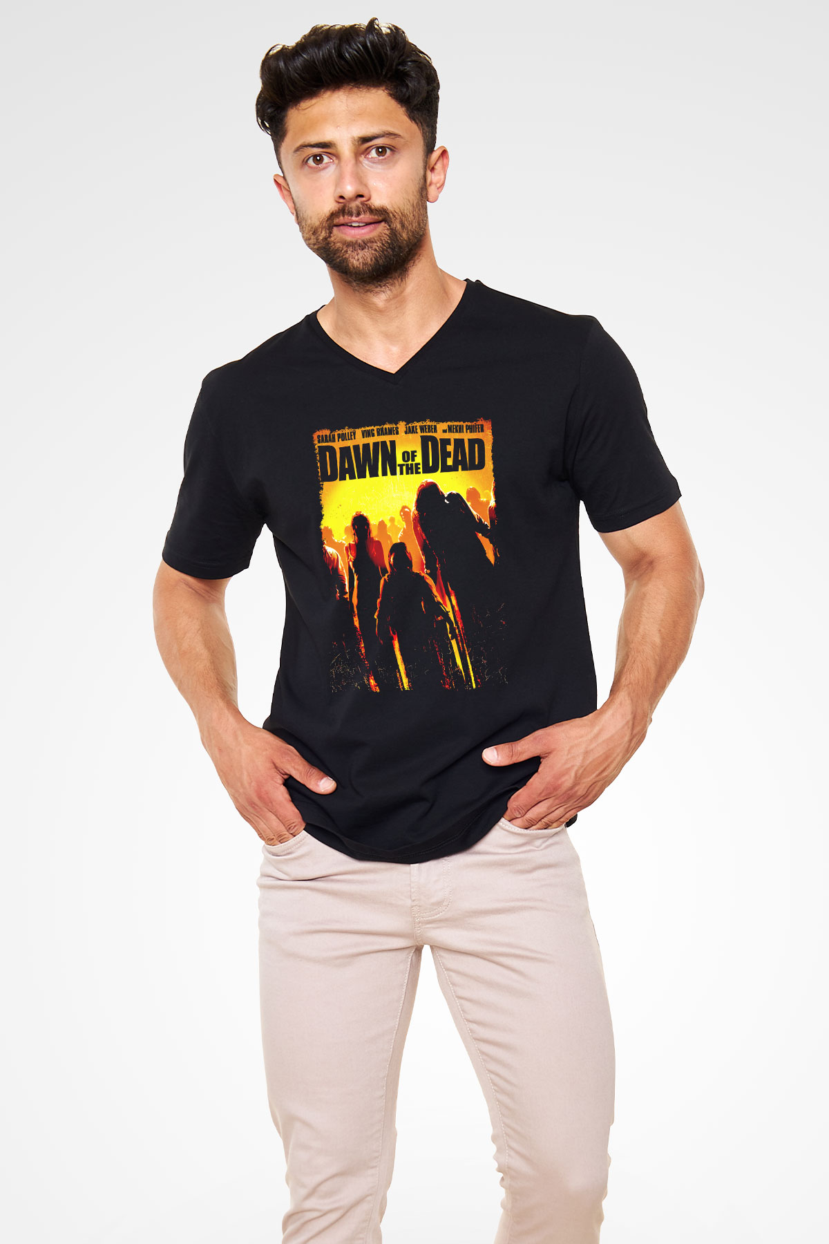Dawn of the Dead Siyah Unisex  V Yaka Tişört