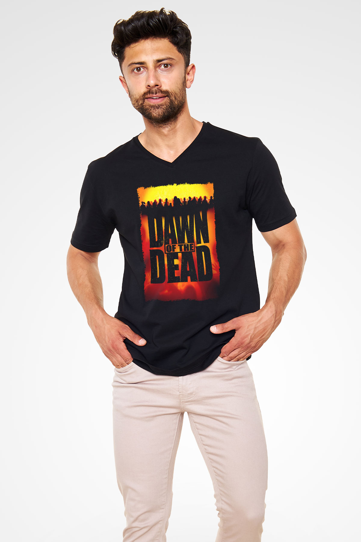 Dawn of the Dead Siyah Unisex  V Yaka Tişört