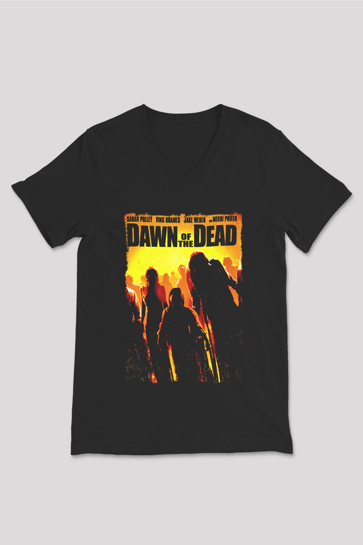 Dawn of the Dead Siyah Unisex  V Yaka Tişört