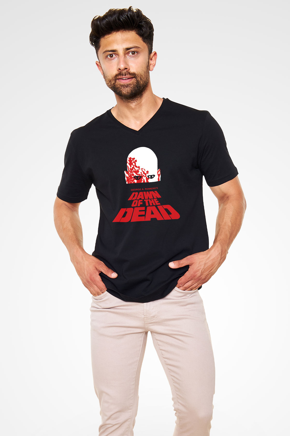 Dawn of the Dead Siyah Unisex  V Yaka Tişört