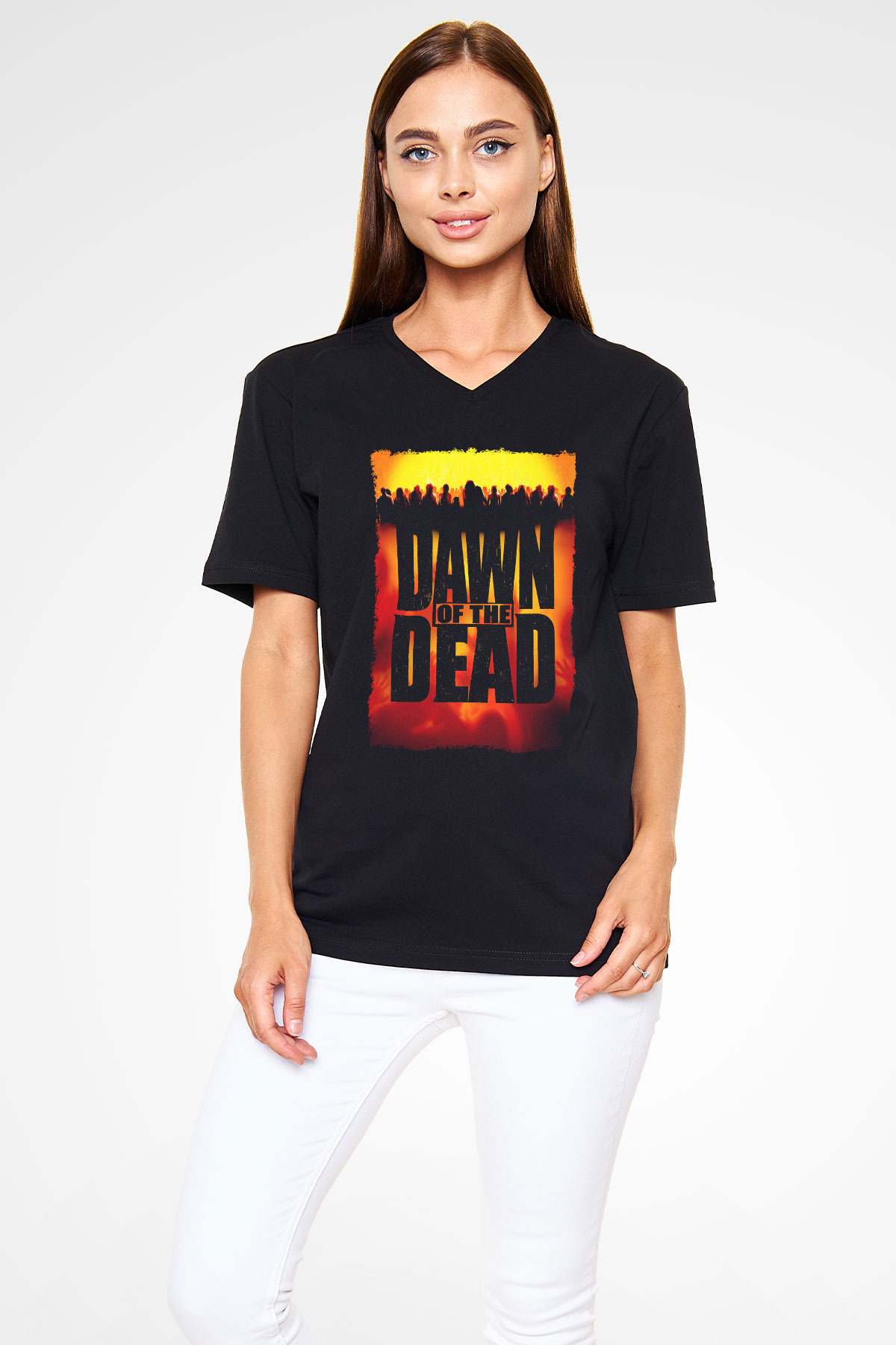 Dawn of the Dead Siyah Unisex  V Yaka Tişört