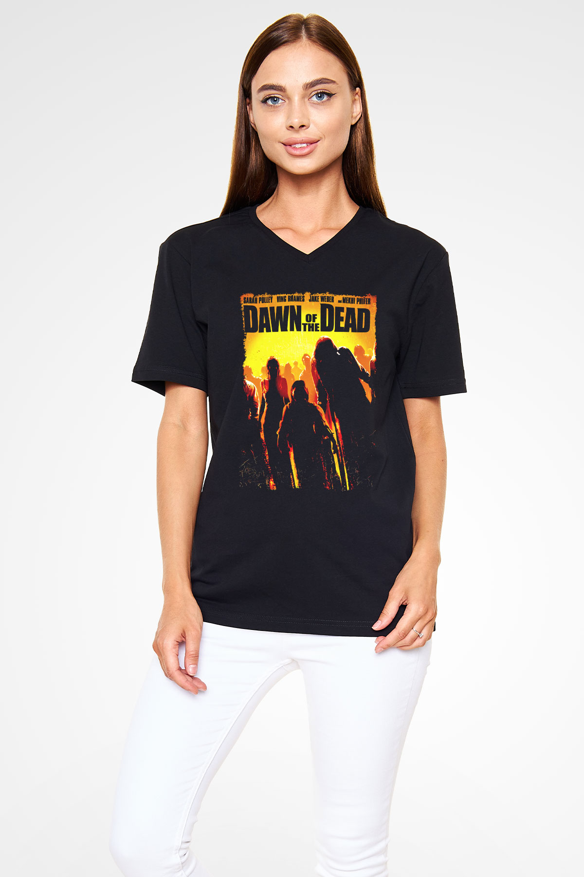 Dawn of the Dead Siyah Unisex  V Yaka Tişört