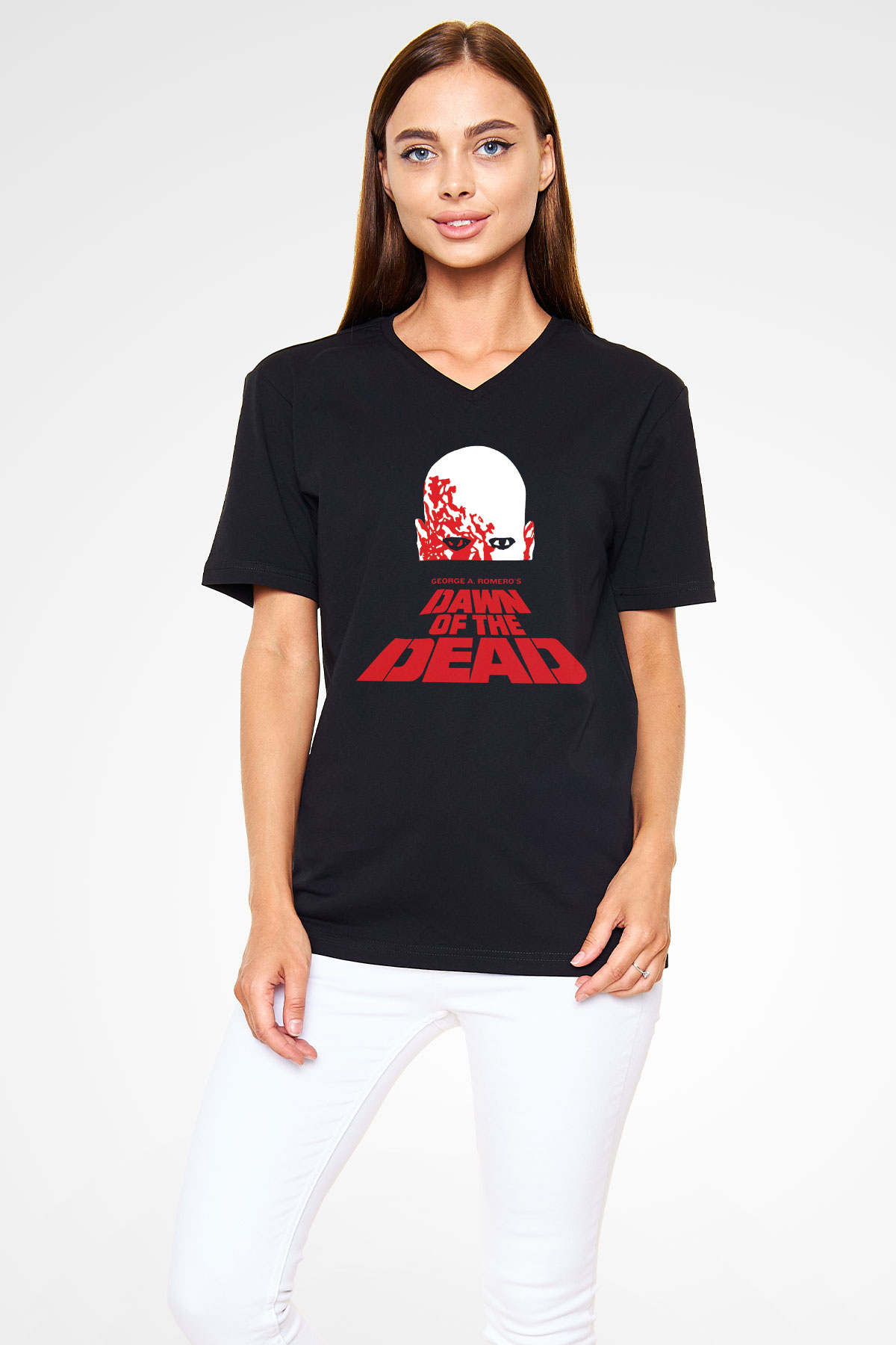 Dawn of the Dead Siyah Unisex  V Yaka Tişört