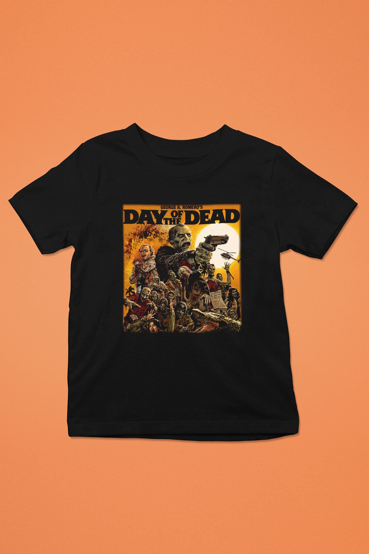 Day of the Dead Baskılı Siyah Unisex Çocuk Tişört