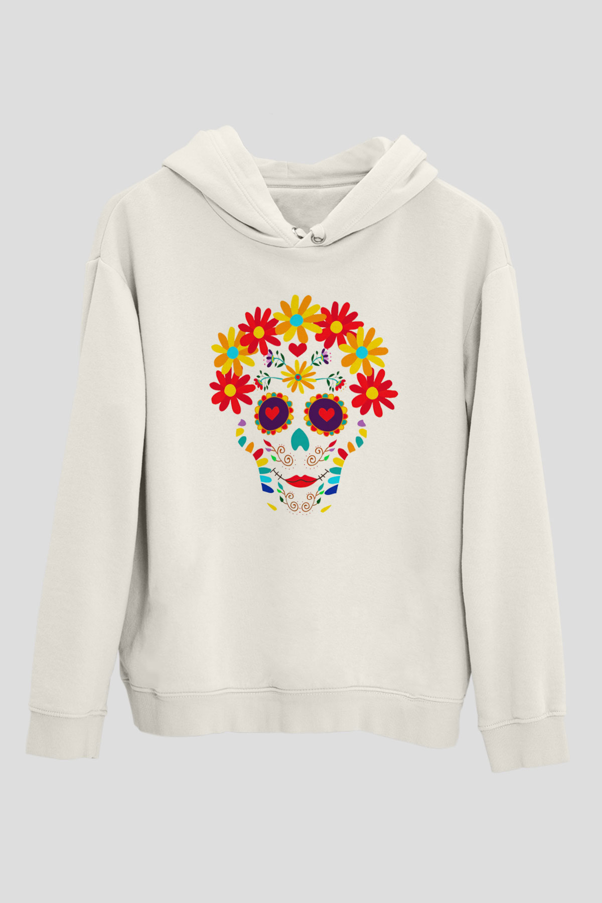 Day of the Dead Beyaz Unisex Kapşonlu Sweatshirt