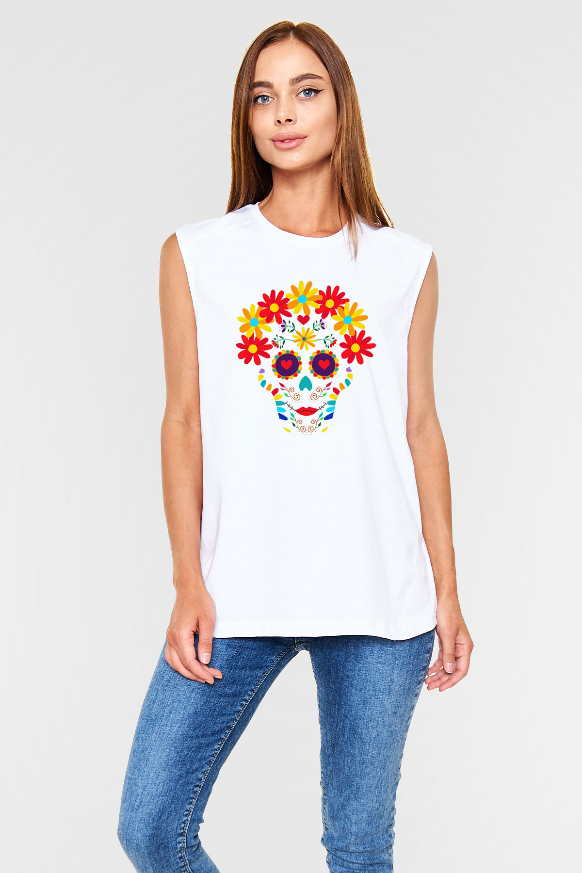 Day of the Dead Beyaz Unisex Kolsuz Tişört