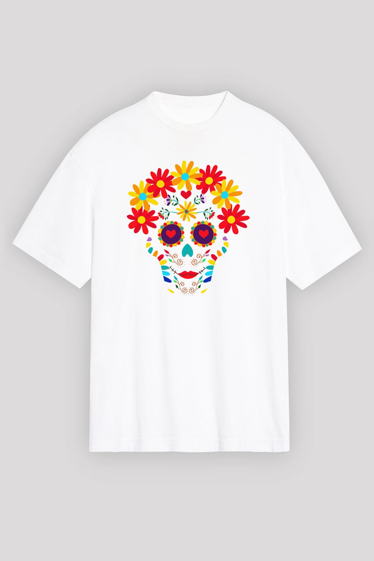 Day of the Dead Beyaz Unisex Oversize Tişört