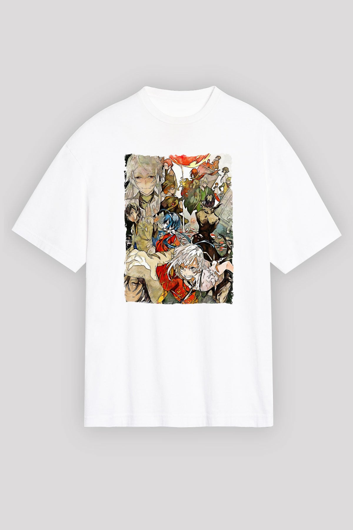 Dazai Baskılı Beyaz Unisex Oversize Tişört - Tshirt