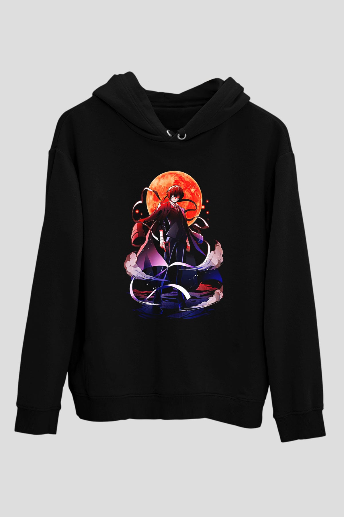 Dazai Baskılı Unisex Siyah Hoodie