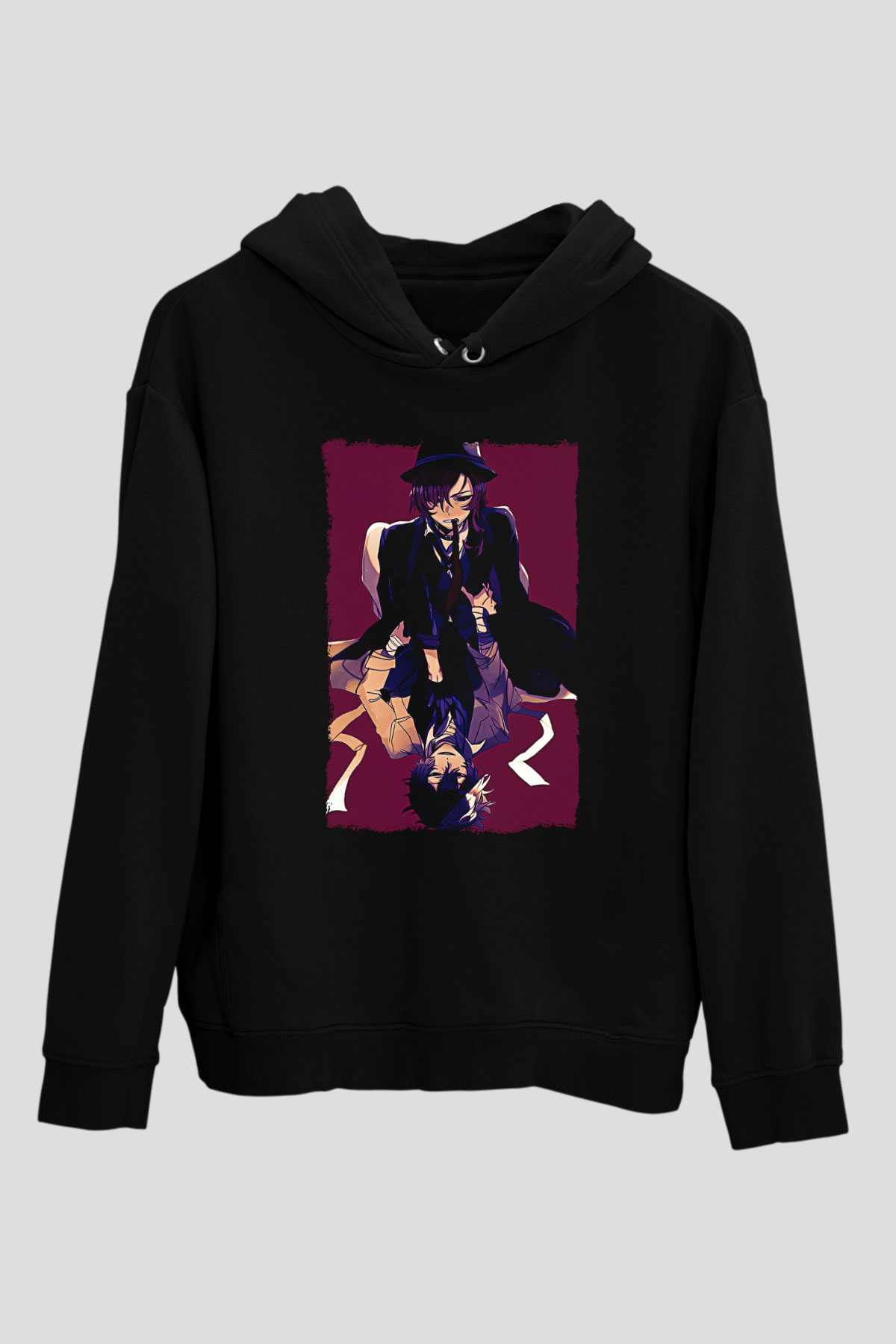 Dazai Baskılı Unisex Siyah Hoodie