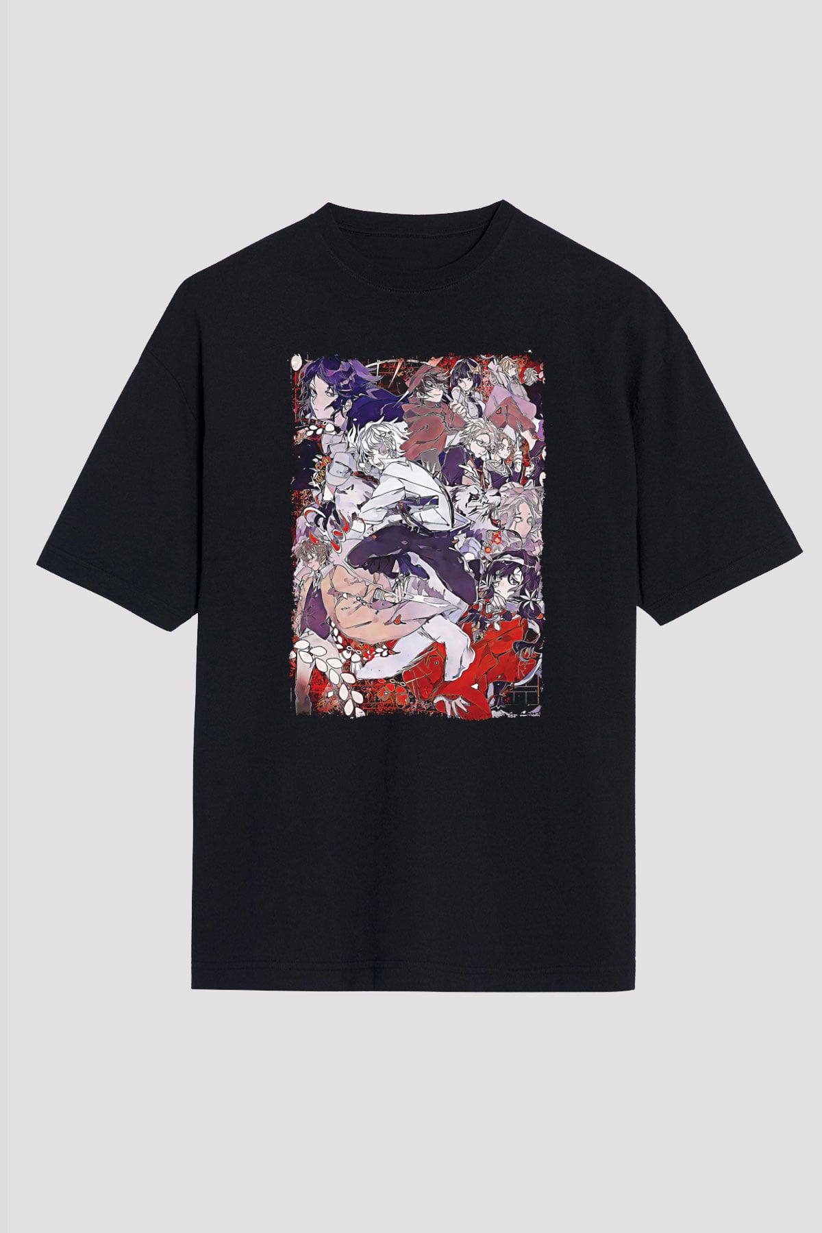 Dazai Baskılı Unisex Siyah Oversize Tişört - Tshirt