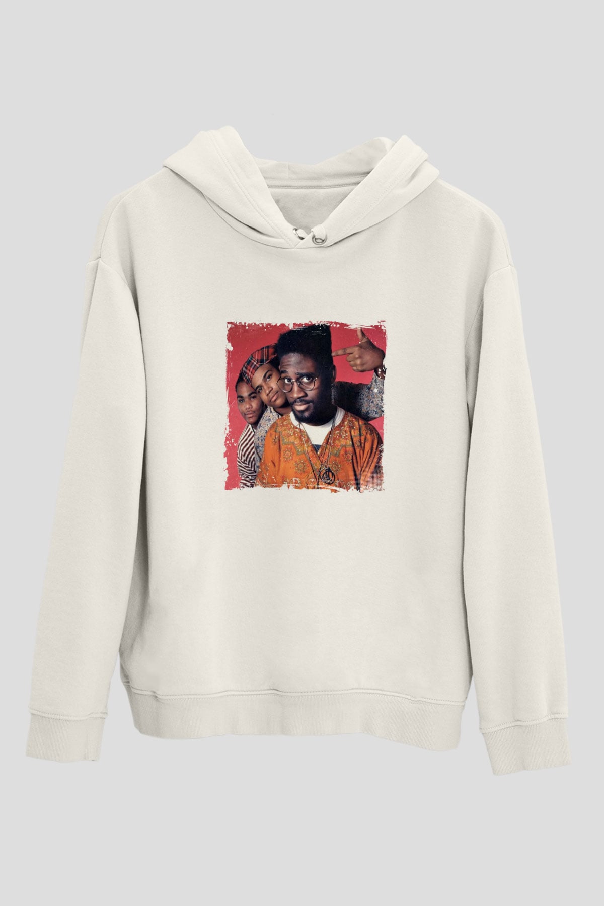 De La Soul Baskılı Unisex Beyaz Kapüşonlu Sweatshirt