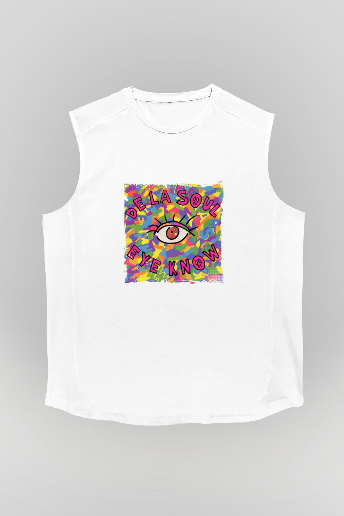 De La Soul Baskılı Unisex Beyaz Kolsuz Tişört