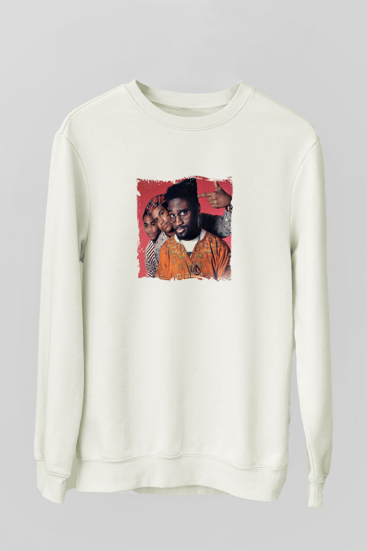 De La Soul Baskılı Unisex Beyaz Sweatshirt