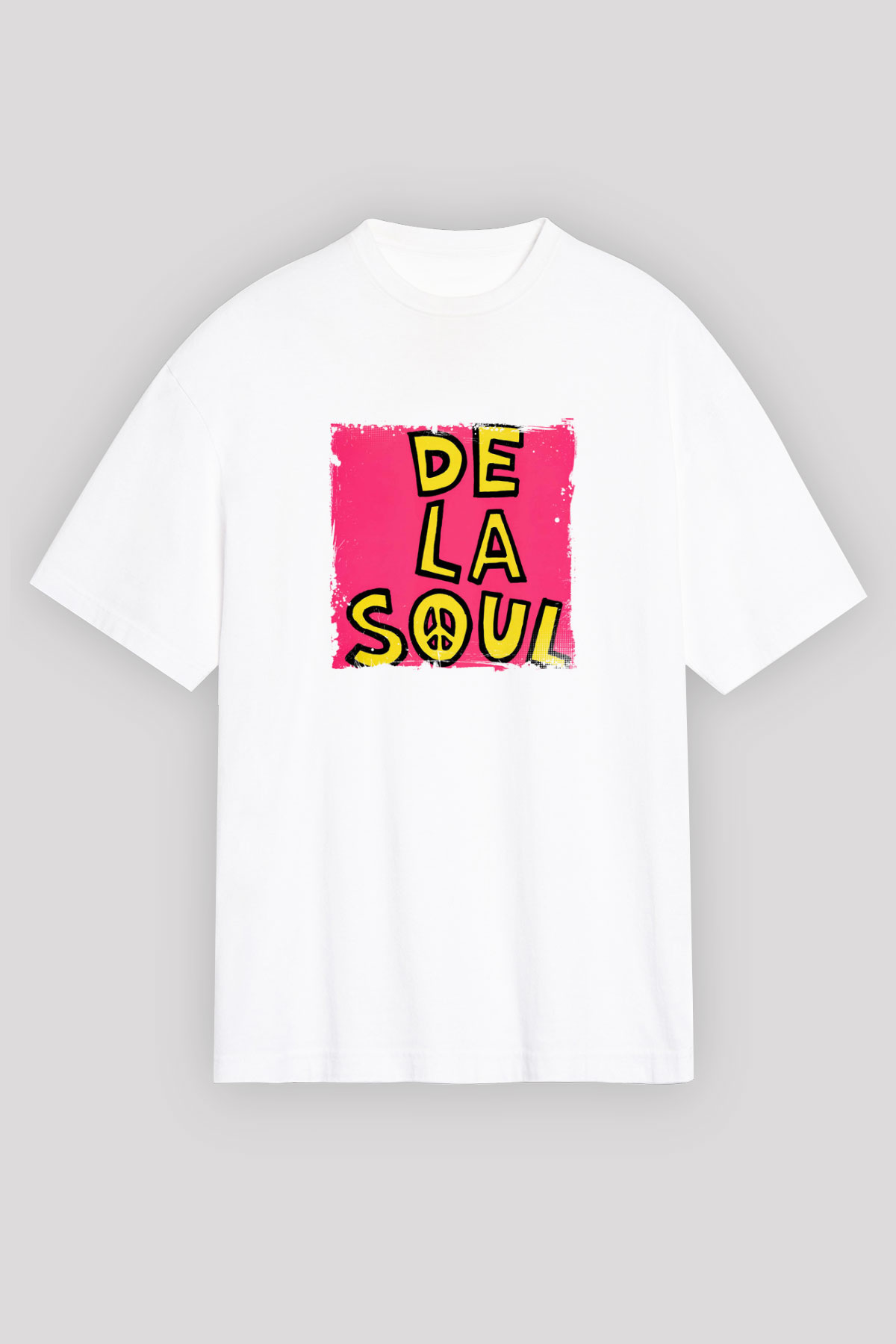 De La Soul Baskılı Oversize Beyaz Tişört