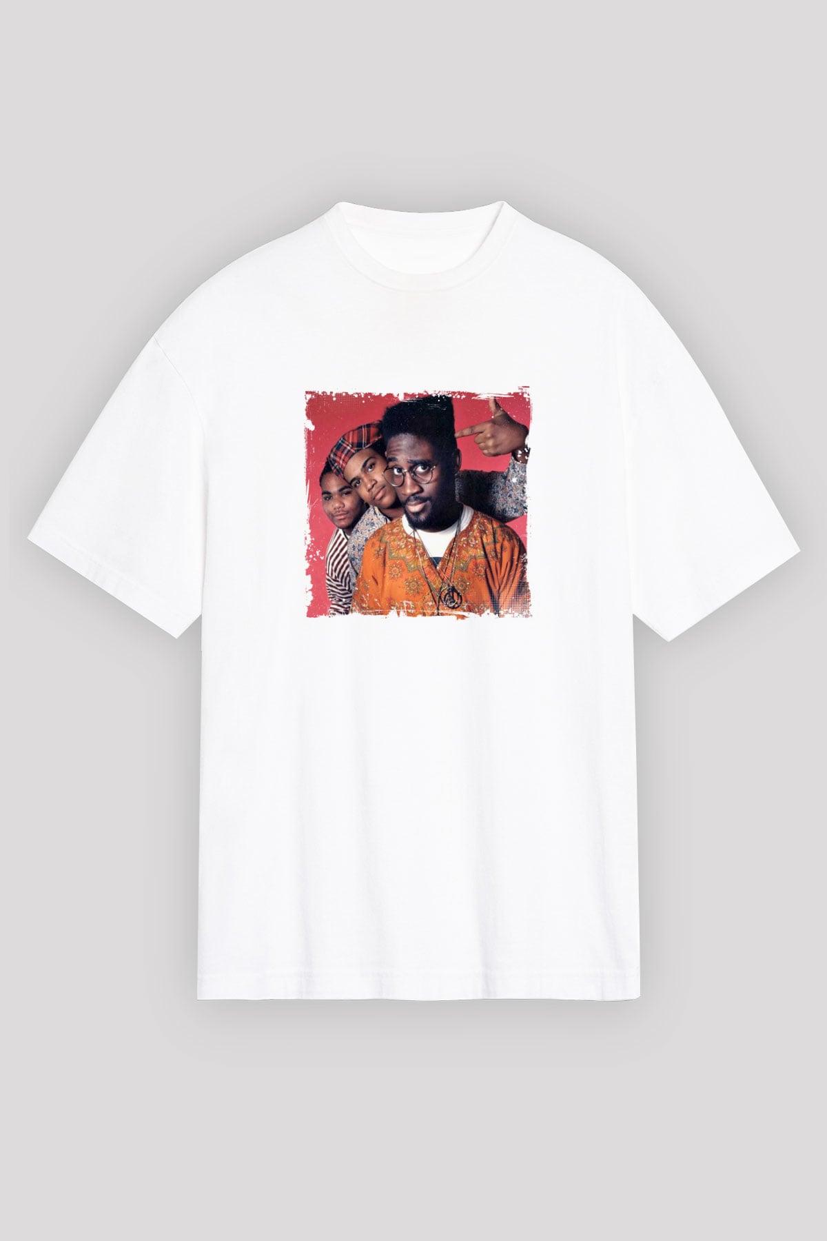 De La Soul Baskılı Oversize Beyaz Tişört