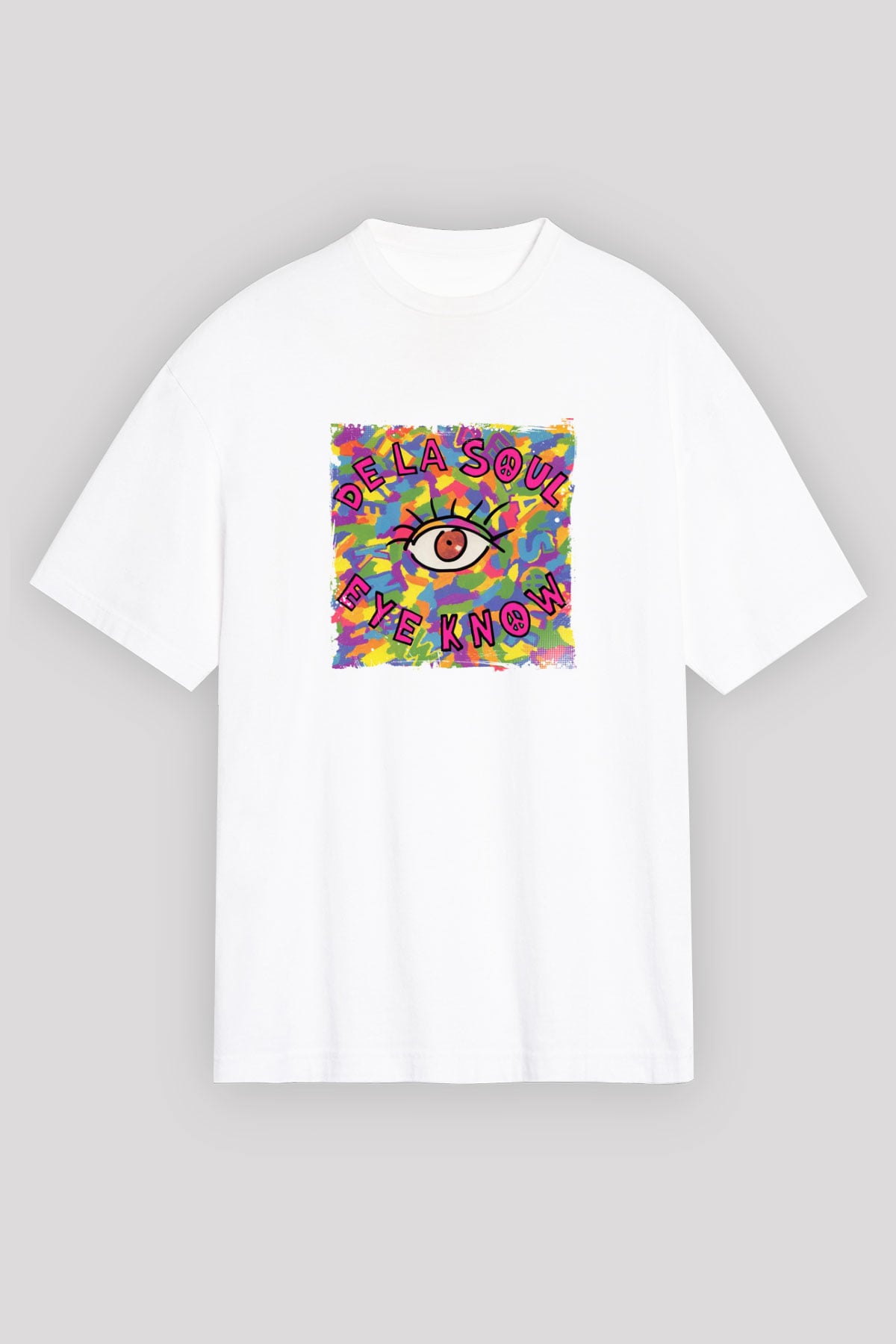 De La Soul Baskılı Oversize Beyaz Tişört