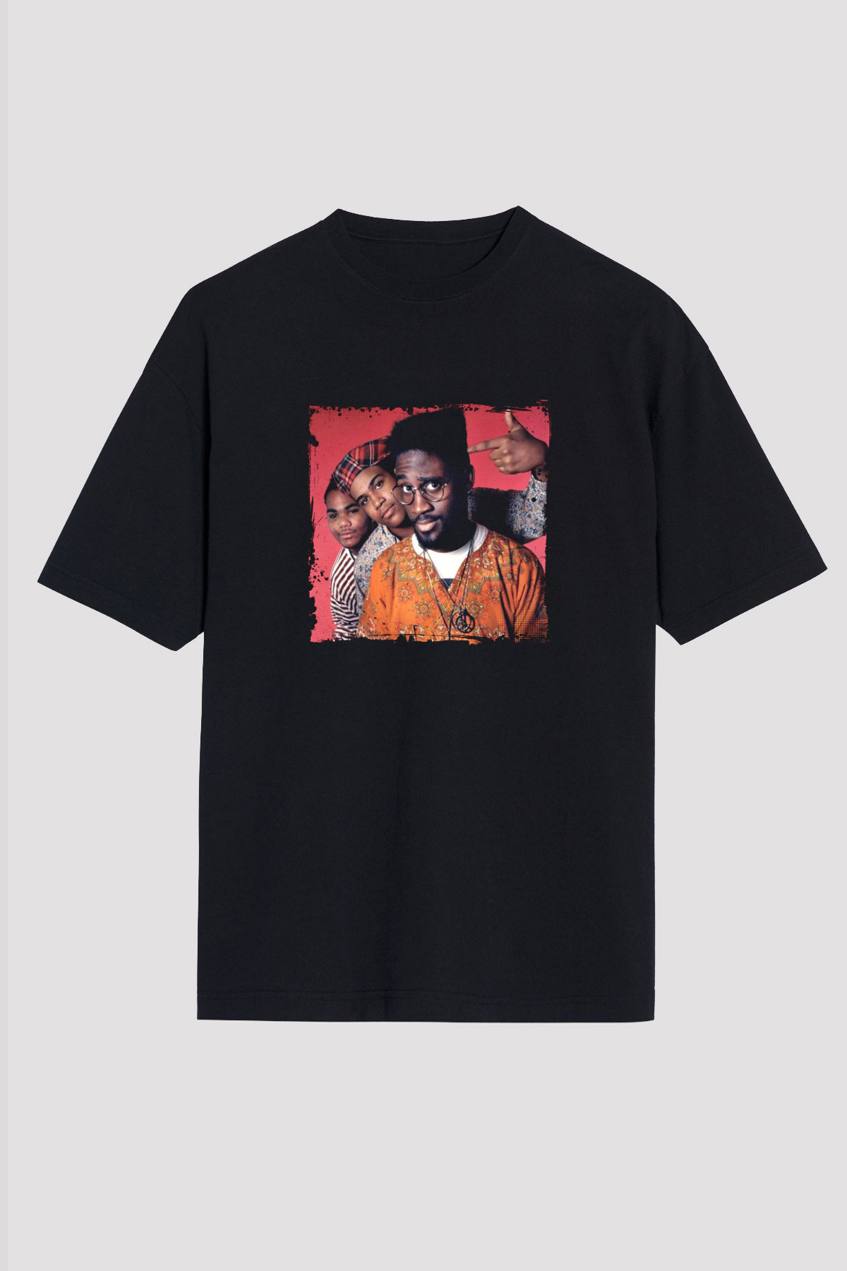 De La Soul Baskılı Unisex Oversize Siyah Tişört