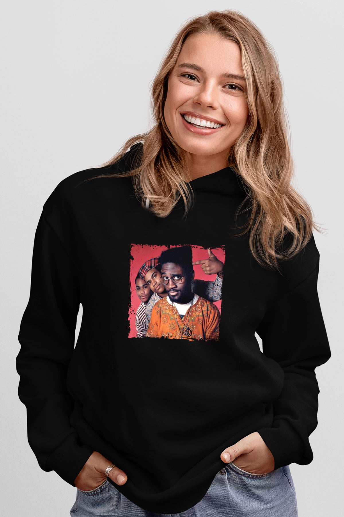 De La Soul Baskılı Unisex Siyah Hoodie