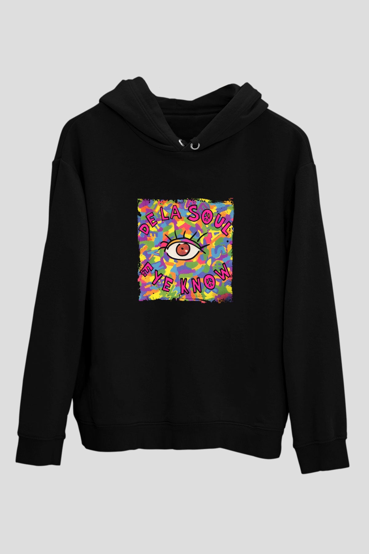 De La Soul Baskılı Unisex Siyah Hoodie