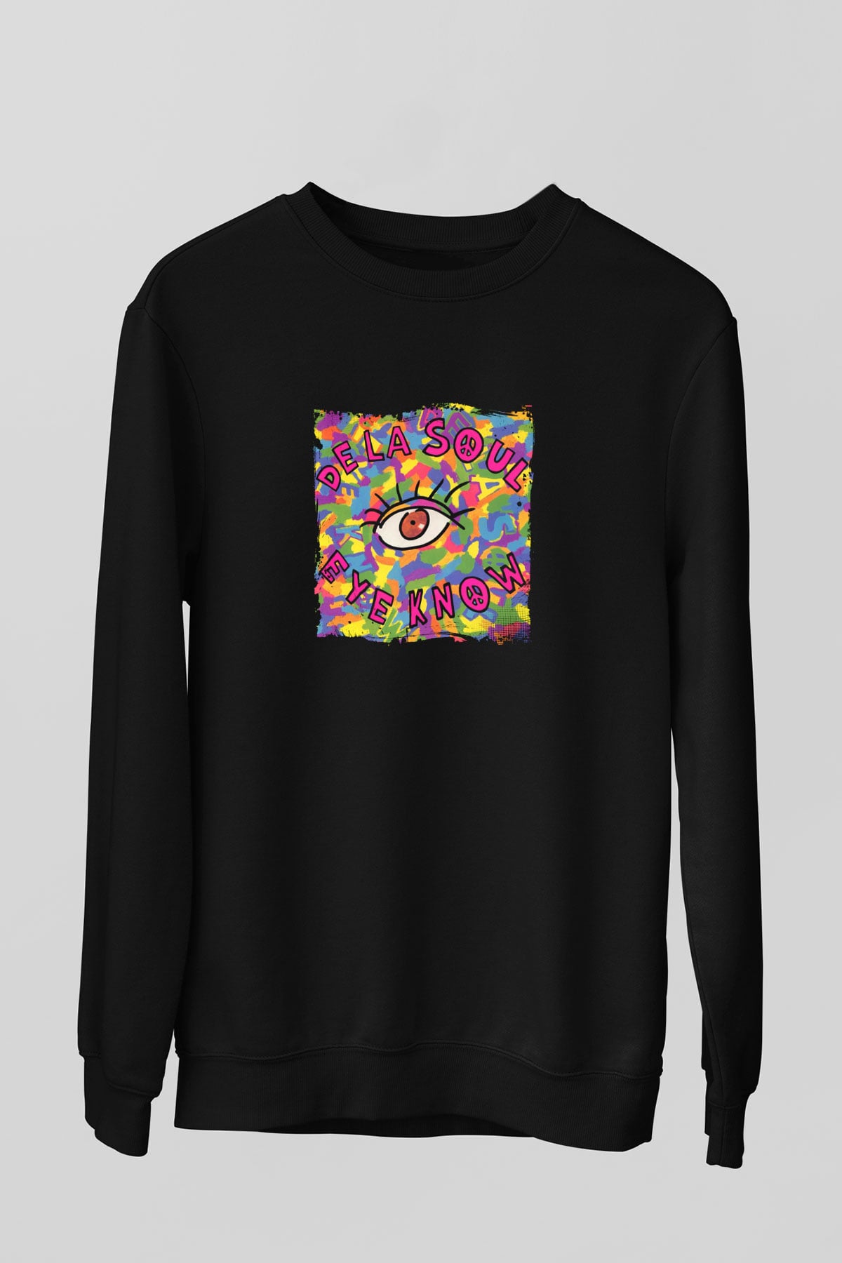 De La Soul Baskılı Unisex Siyah Sweatshirt