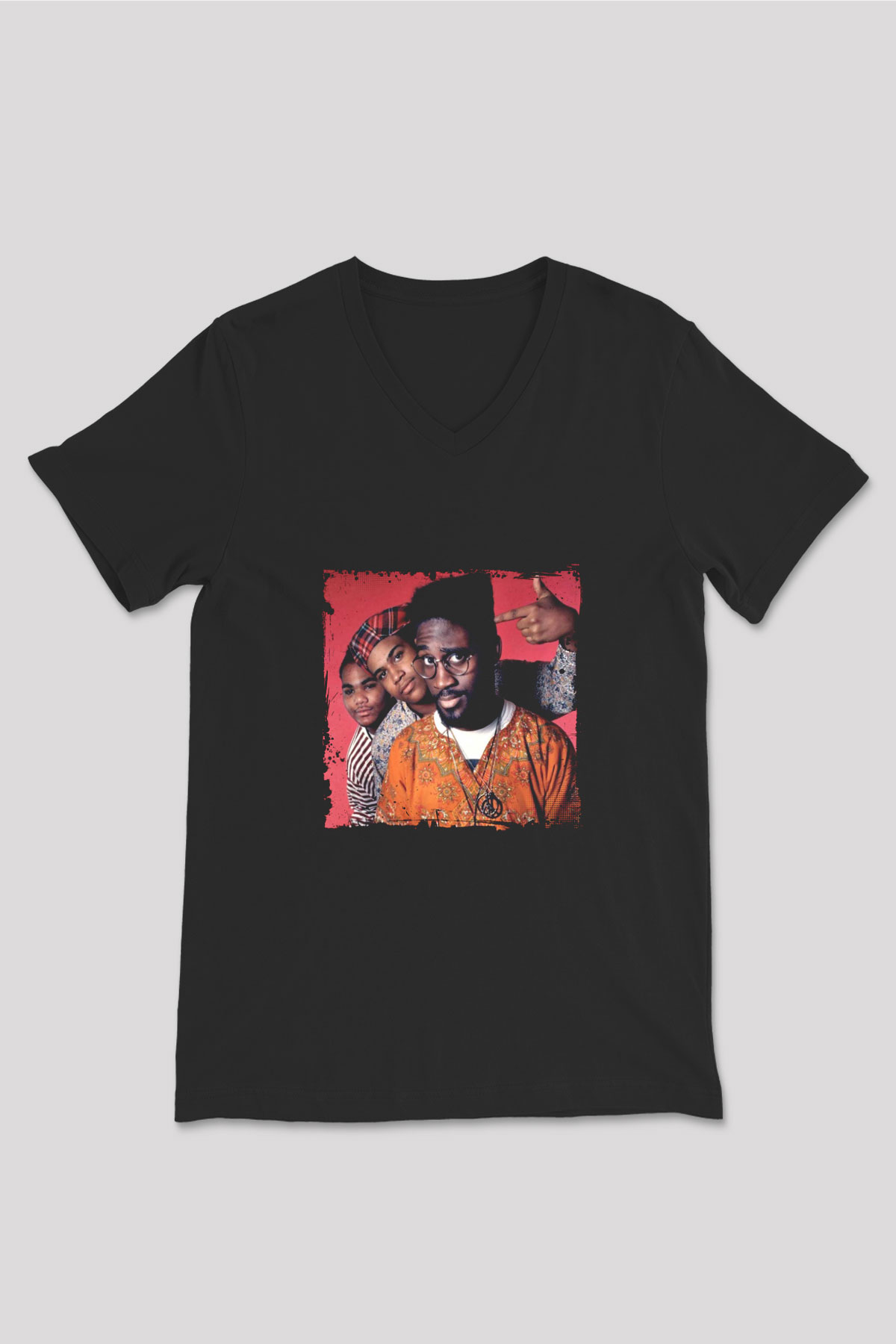 De La Soul Baskılı Unisex Siyah V Yaka Tişört