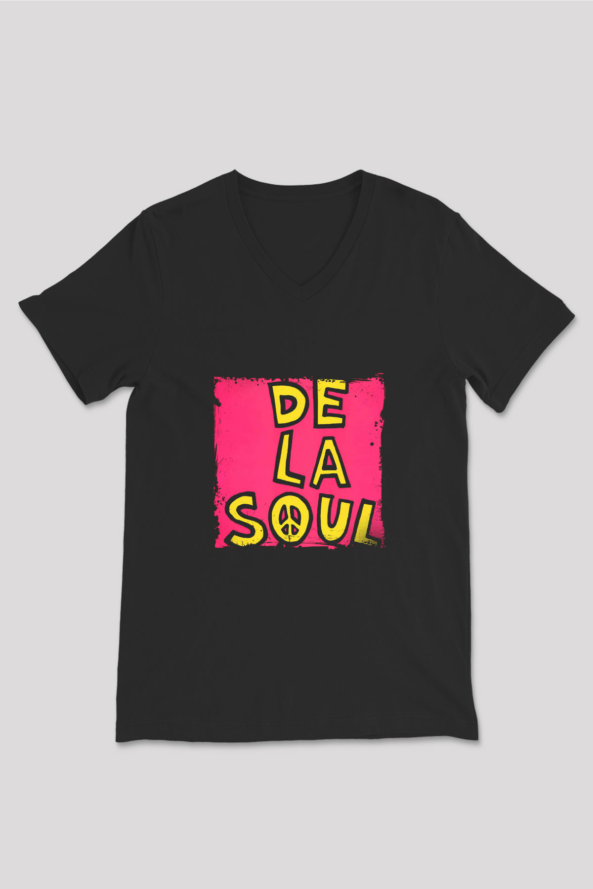 De La Soul Baskılı Unisex Siyah V Yaka Tişört