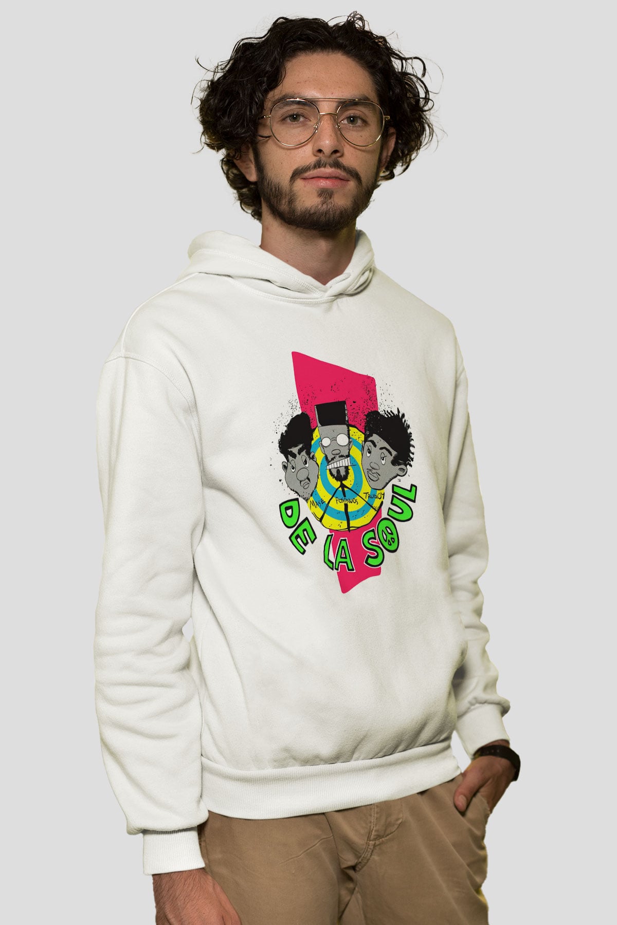 De La Soul Beyaz Unisex Kapşonlu Sweatshirt