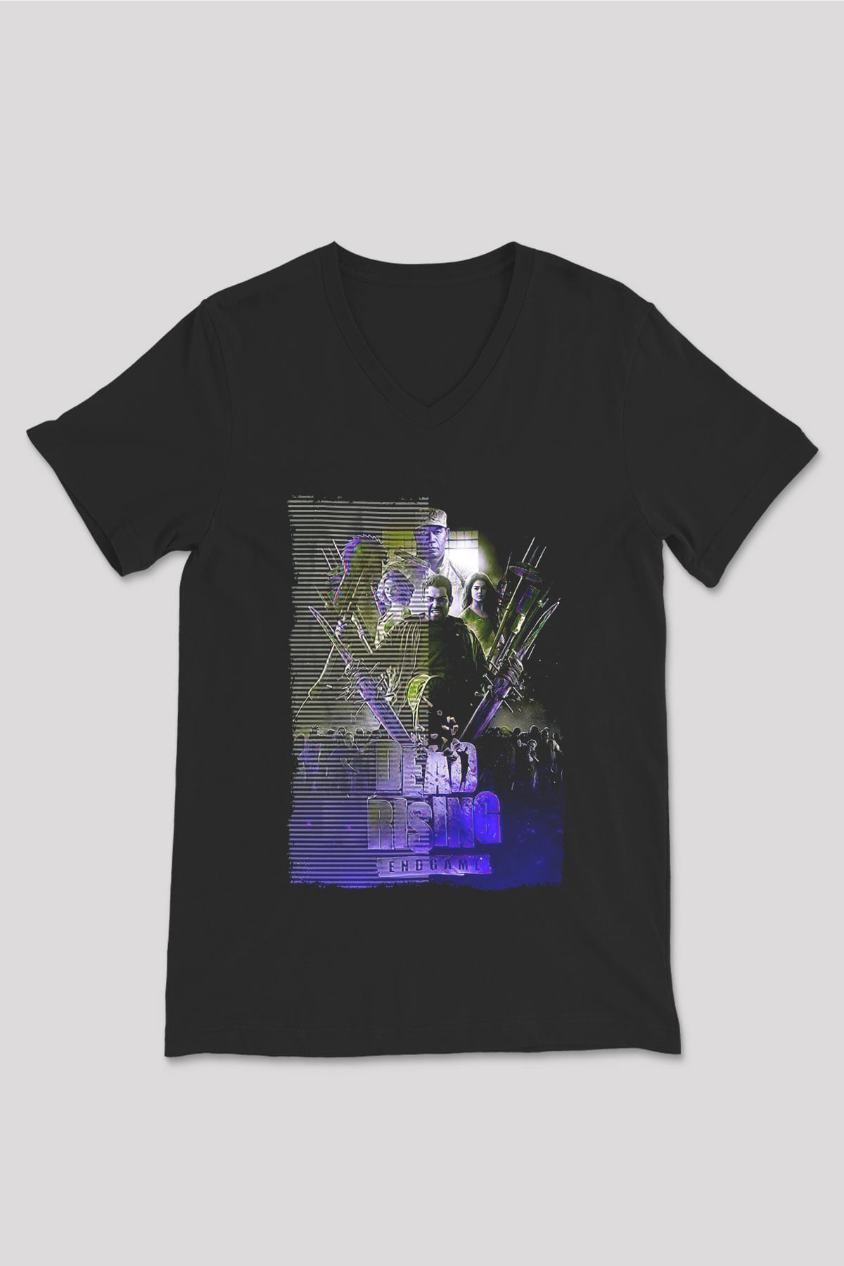 Dead Rising Siyah Unisex V Yaka Tişört