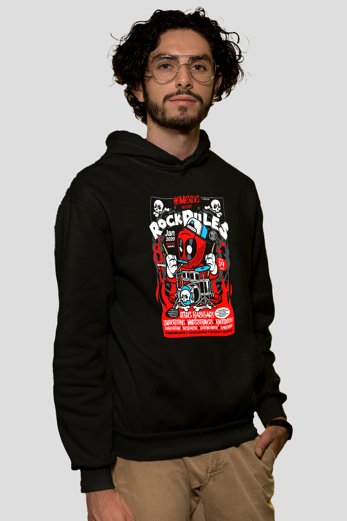 Dead Rock Poster Baskılı Unisex Siyah Hoodie