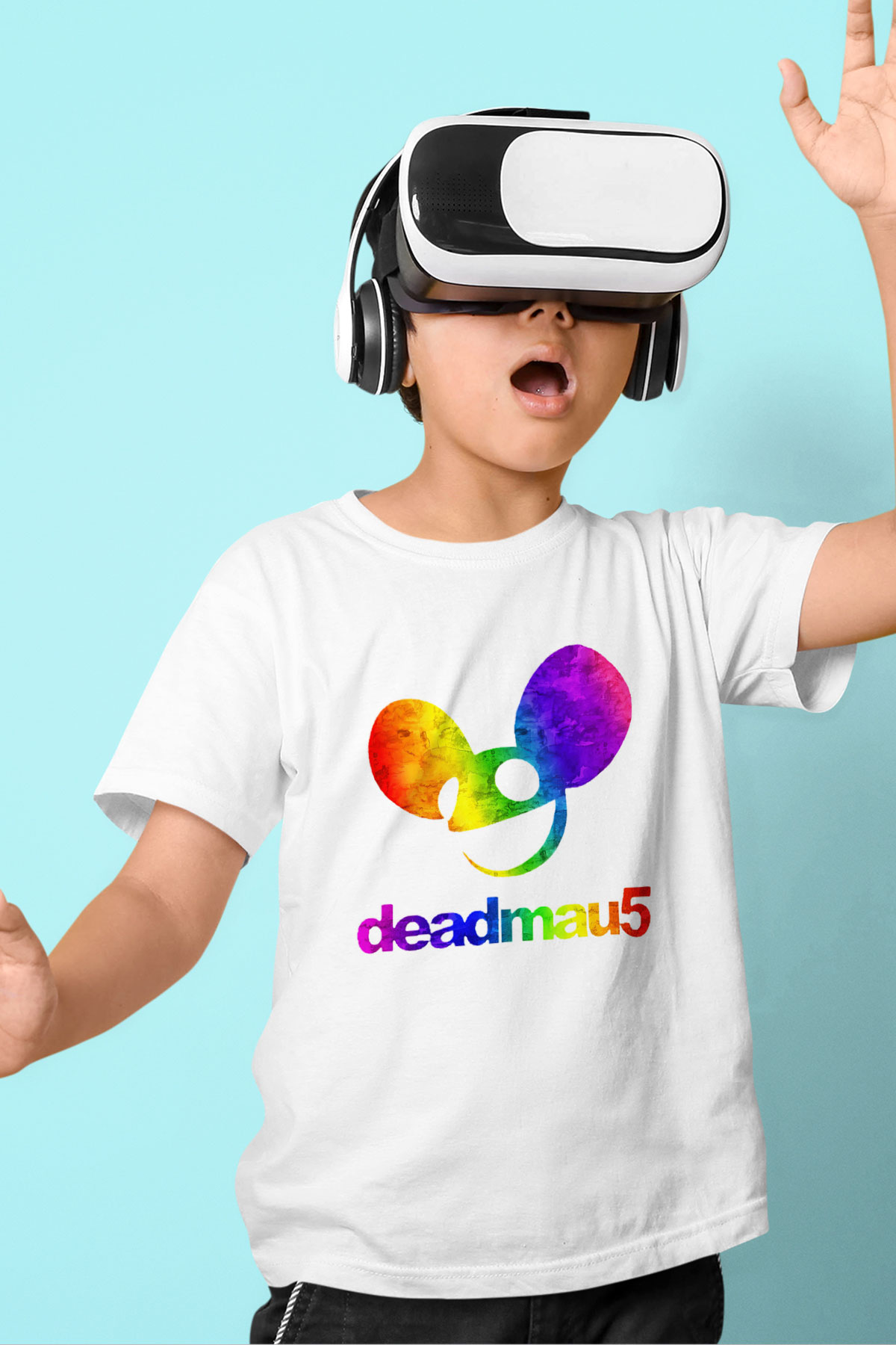 Deadmau5 Baskılı Beyaz Unisex Çocuk Tişört