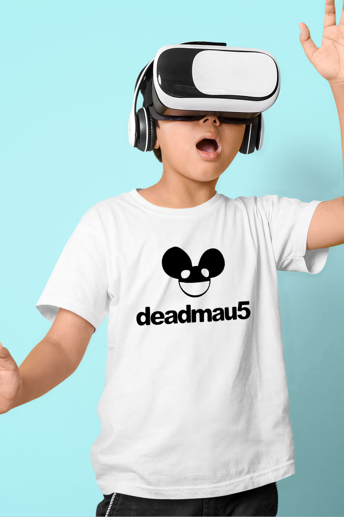 Deadmau5 Baskılı Beyaz Unisex Çocuk Tişört