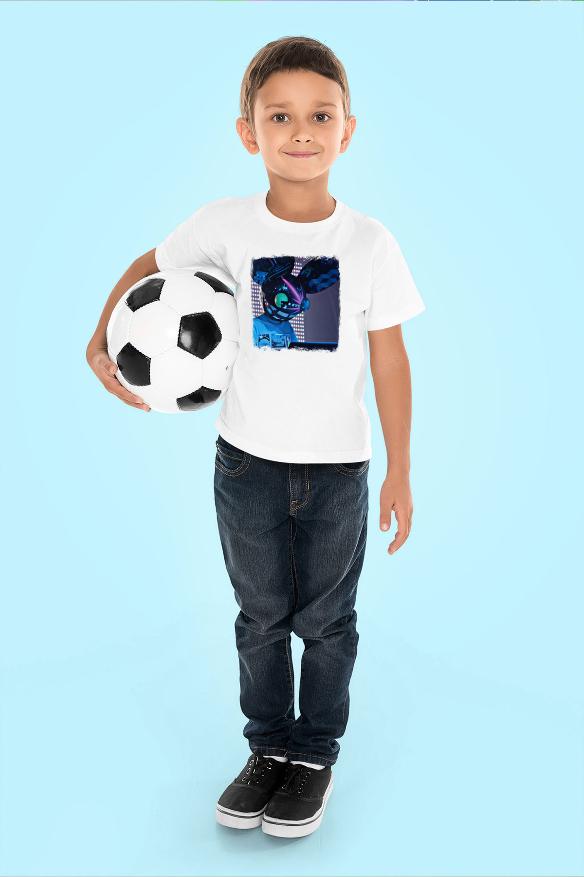 Deadmau5 Baskılı Unisex Beyaz Çocuk Tişört