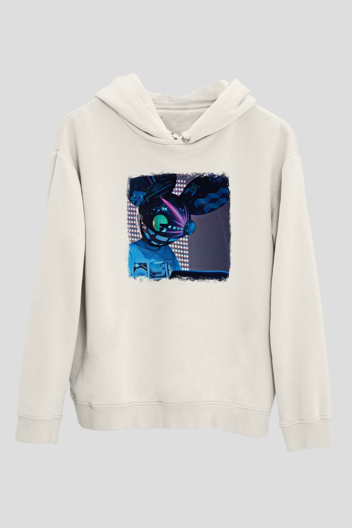 Deadmau5 Baskılı Unisex Beyaz Hoodie
