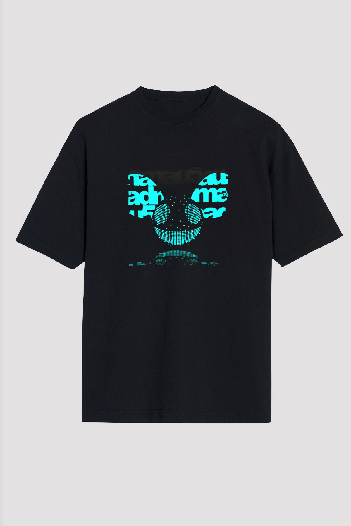 Deadmau5 Baskılı Unisex Oversize Siyah Tişört