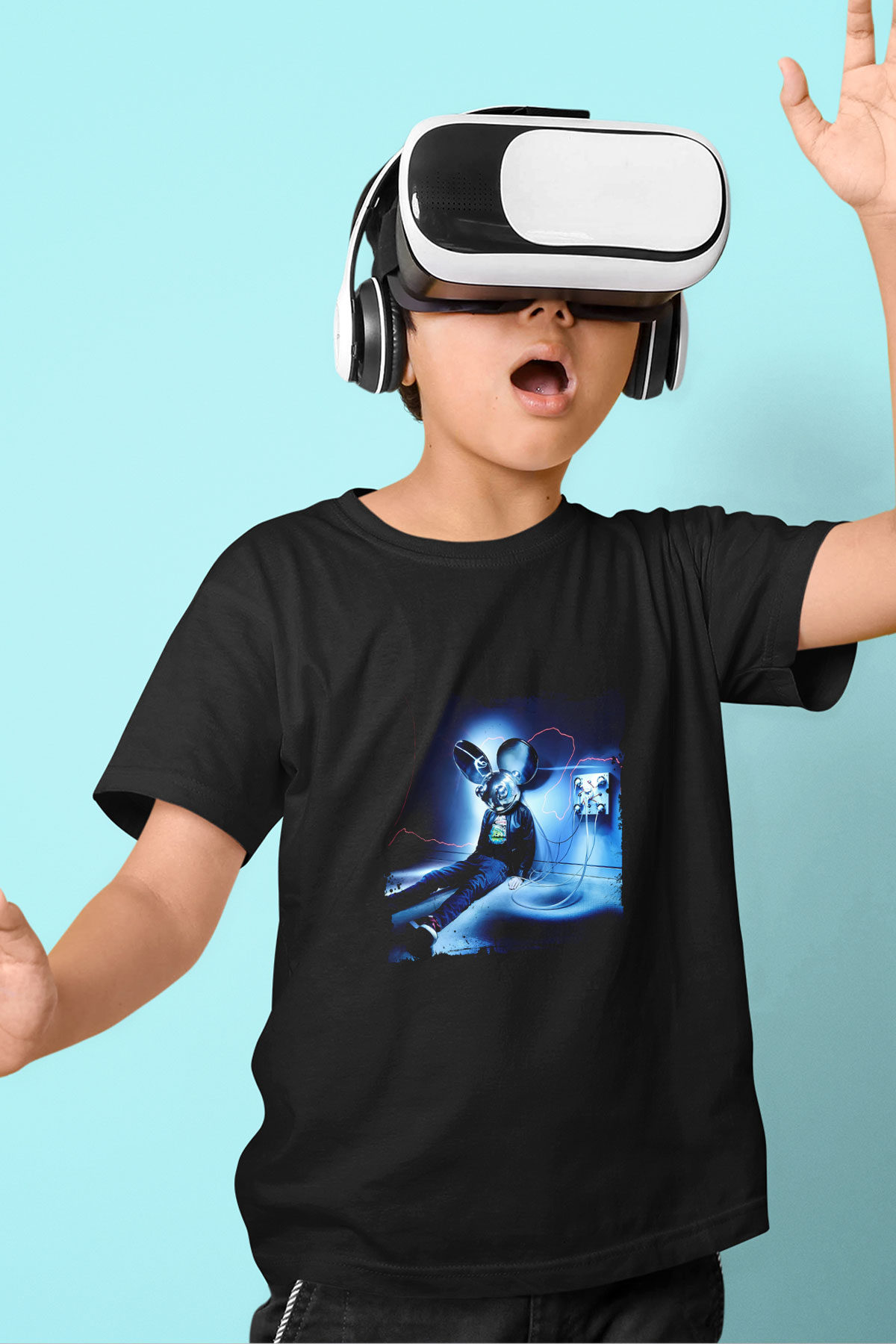 Deadmau5 Baskılı Unisex Siyah Çocuk Tişört