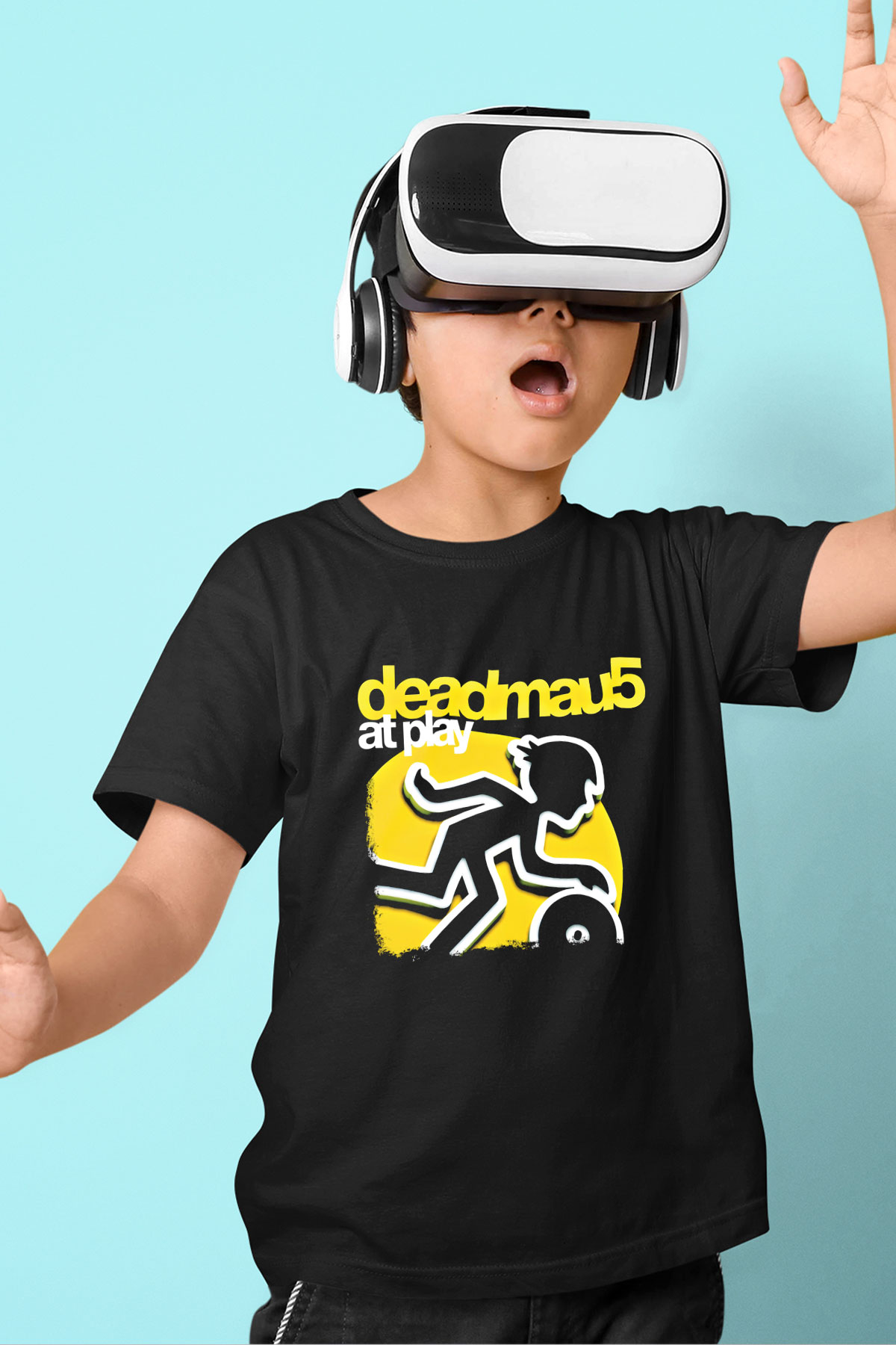Deadmau5 Baskılı Unisex Siyah Çocuk Tişört