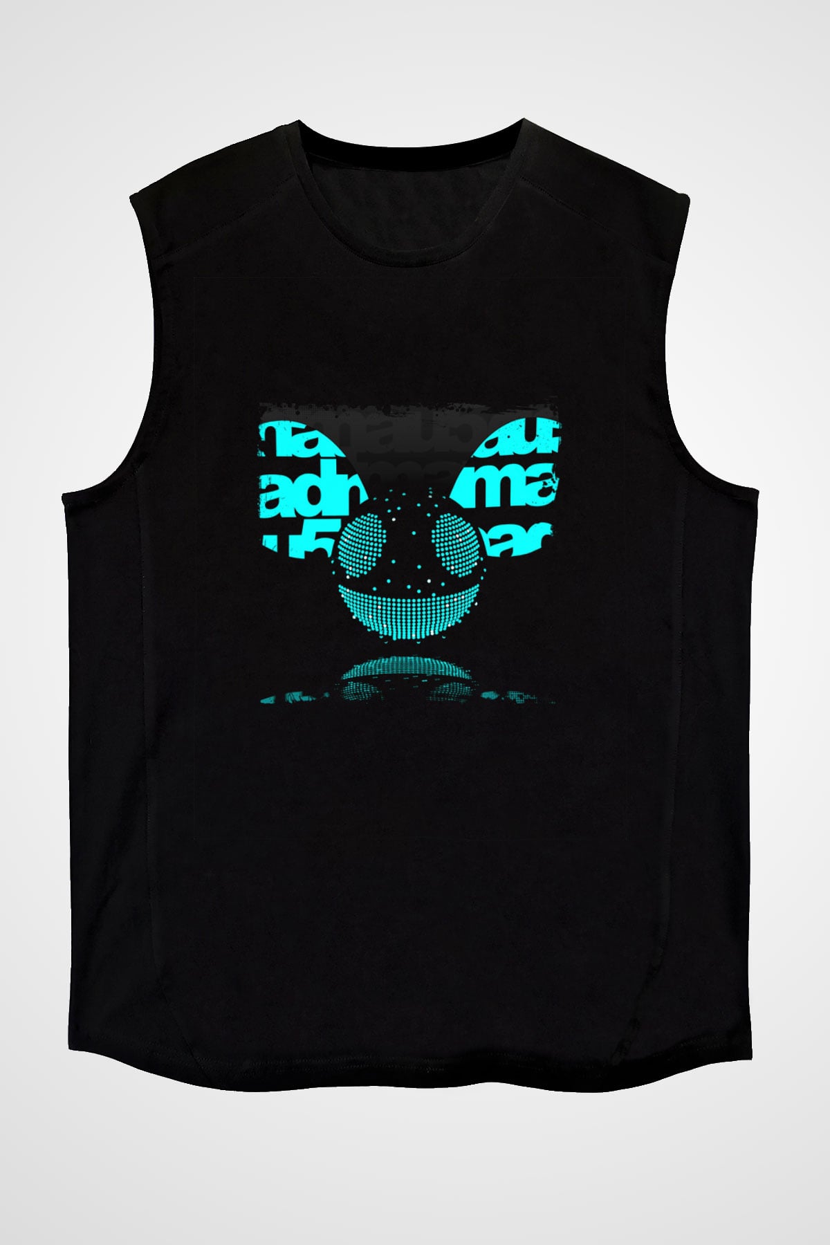 Deadmau5 Baskılı Unisex Siyah Kolsuz Tişört