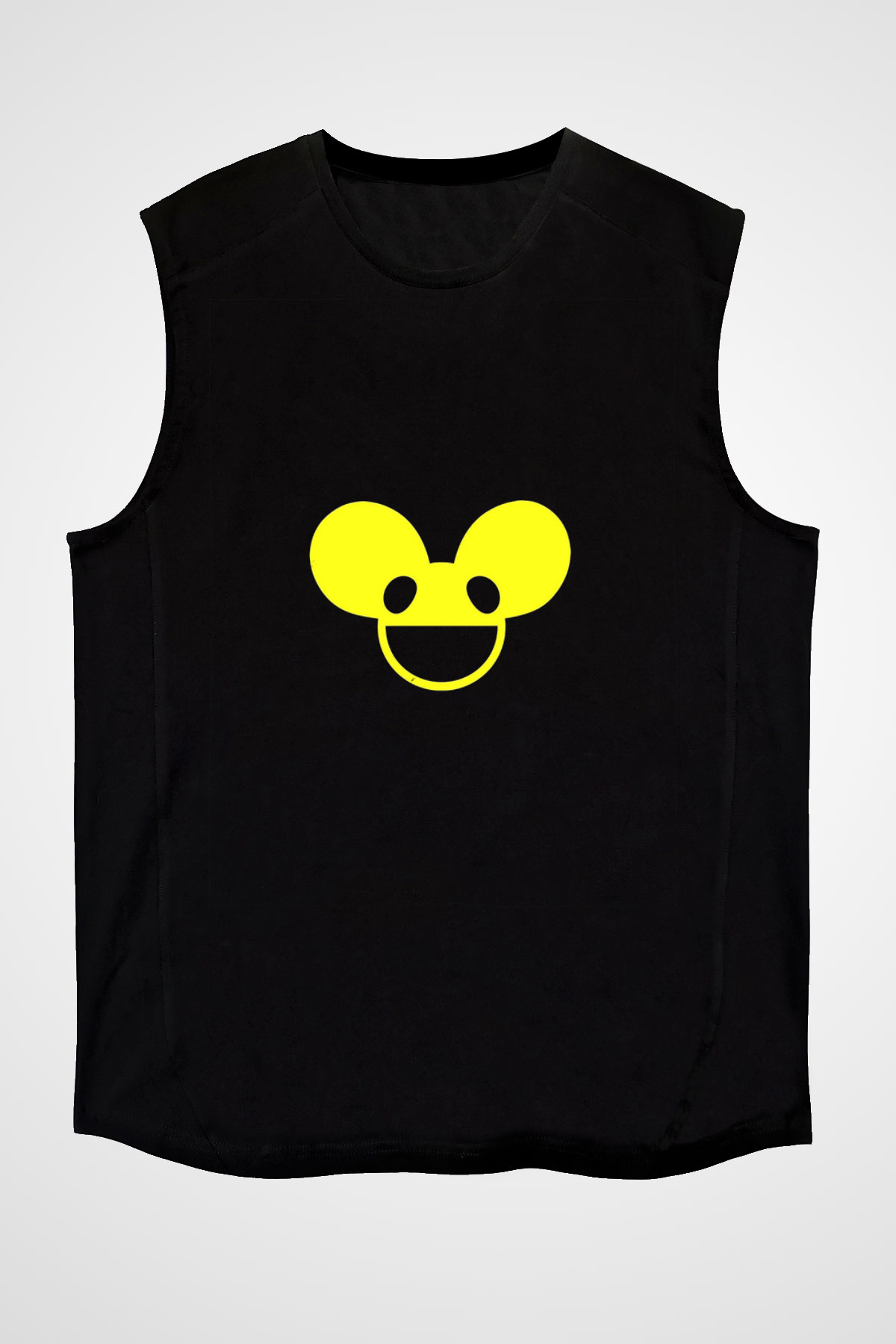 Deadmau5 Baskılı Unisex Siyah Kolsuz Tişört