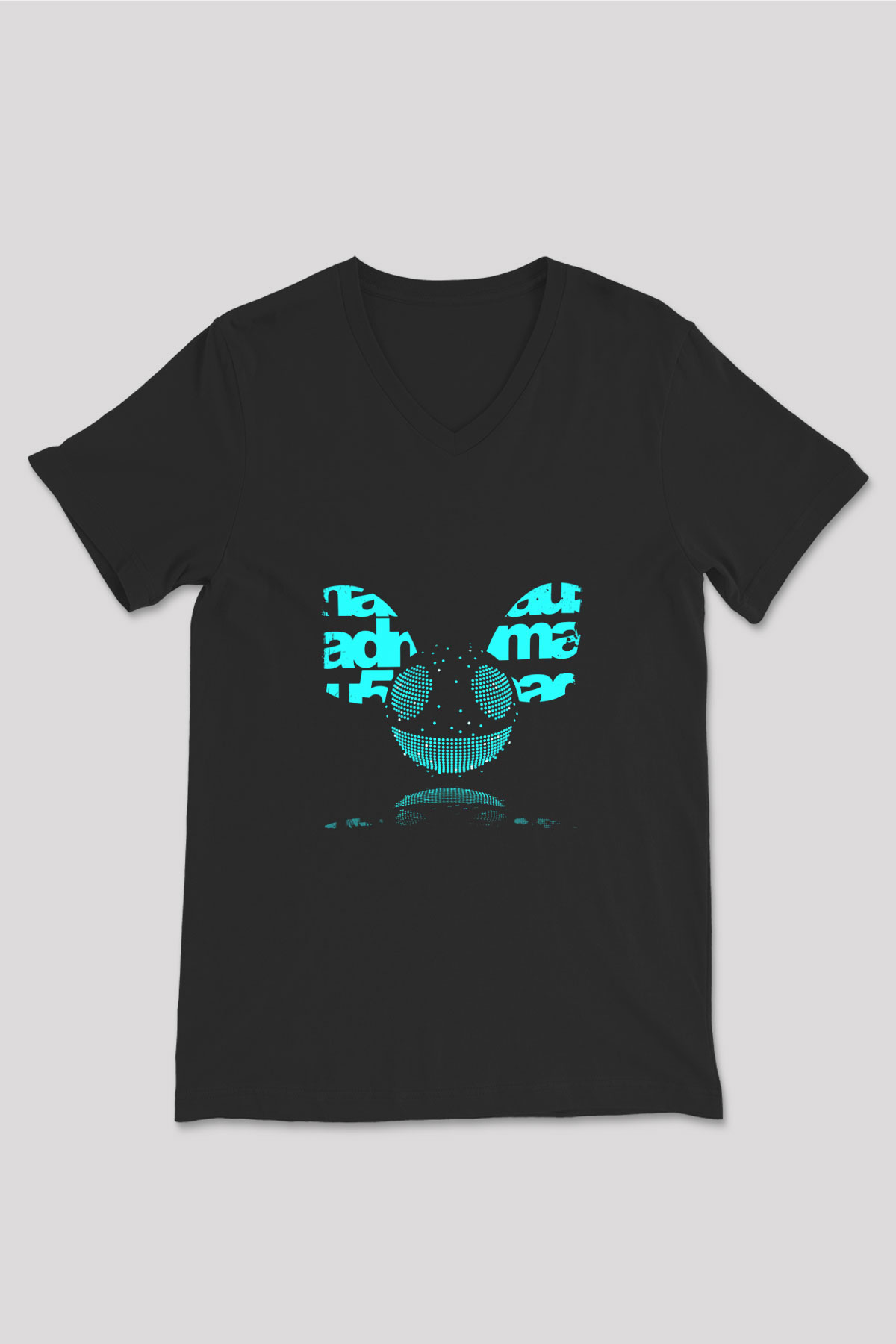 Deadmau5 Baskılı Unisex Siyah V Yaka Tişört