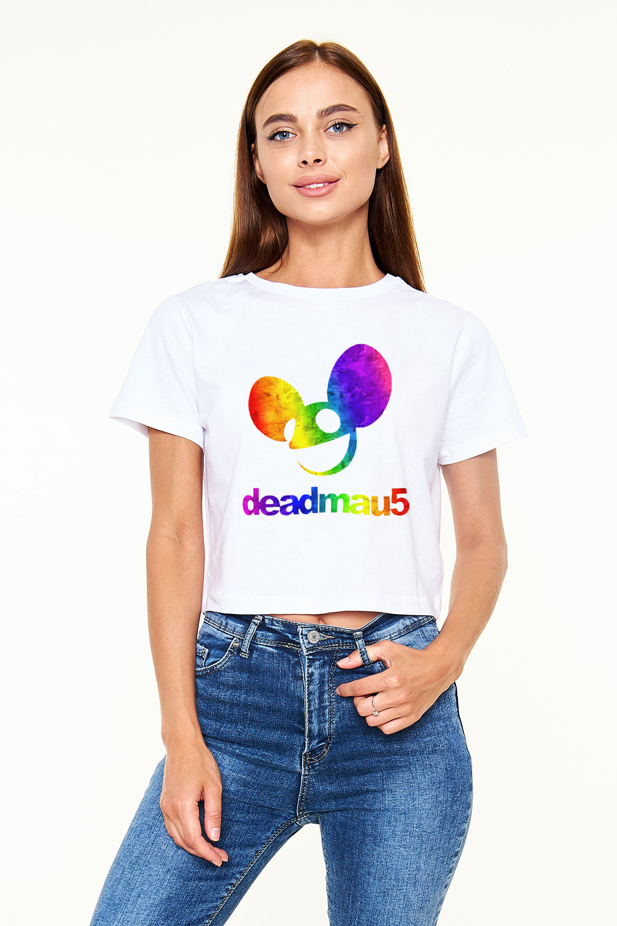Deadmau5 Beyaz Croptop Tişört